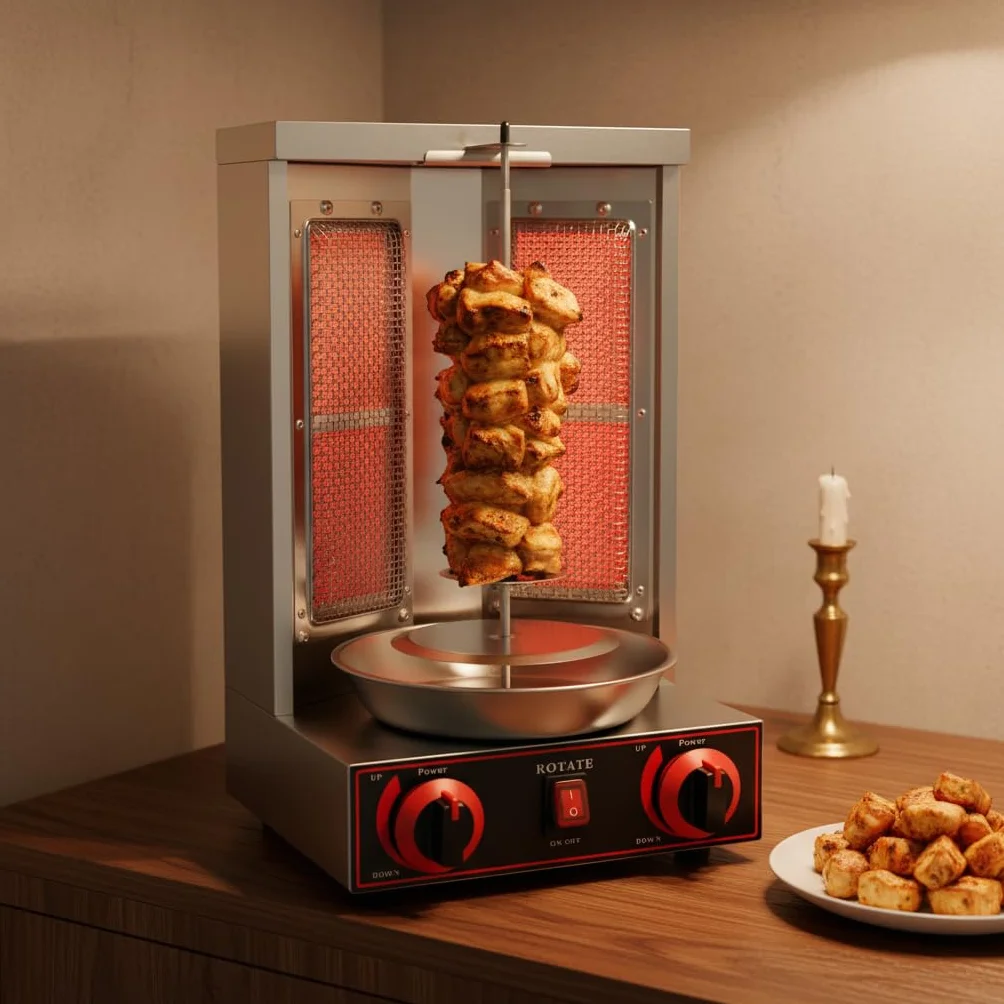 Barbacoa vertical de gas para catering, barbacoa de pollo CG-25, parrilla giratoria con pincho giratorio, máquina de hilado automático, para restaurante, salón, cocina, 3000 W, sin tuberías de gas