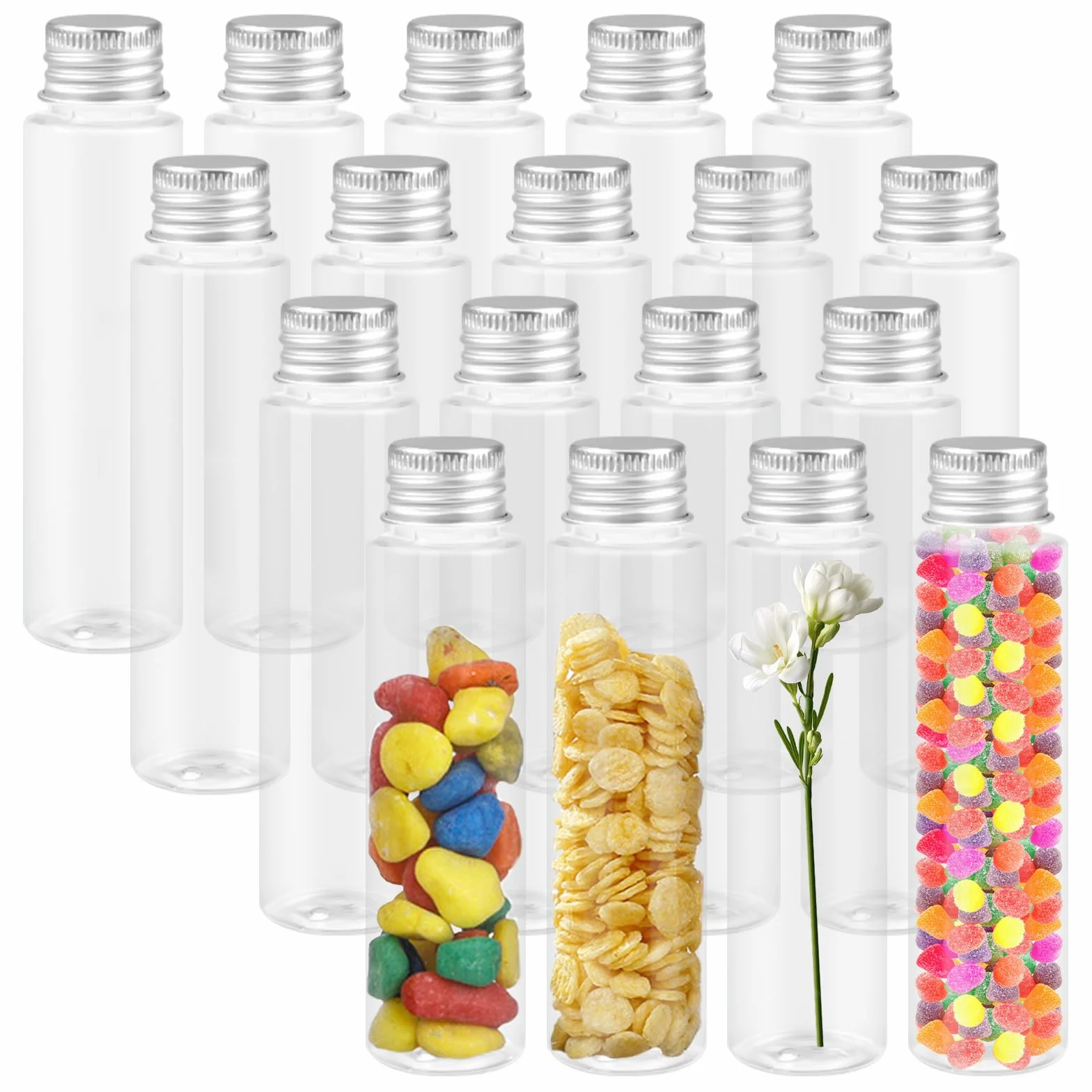 Tubos de Ensayo Plástico 50ml Transparente con Tapa de Rosca 18 Piezas