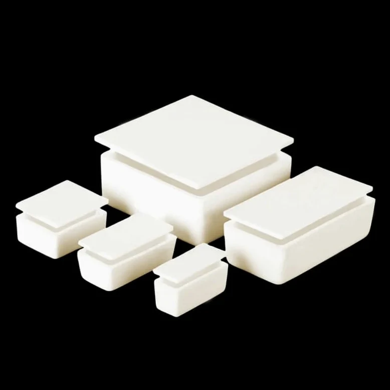 Crisol rectangular de corindón de alúmina 99% de 20ml-190ml con cubierta cóncava -1 ud.(50x40x20-25ml)