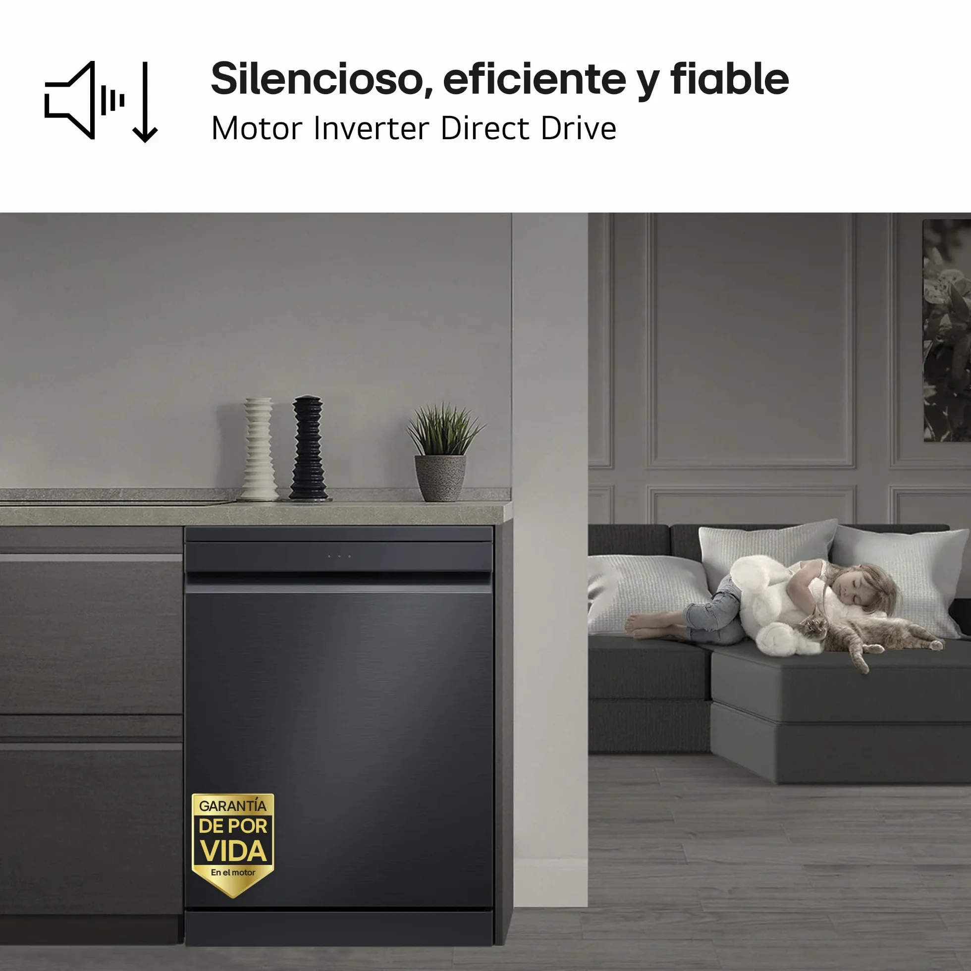 LG Lavavajillas QuadWash Steam DF375HMS 14L Acero Negro Grafito Eficiencia A