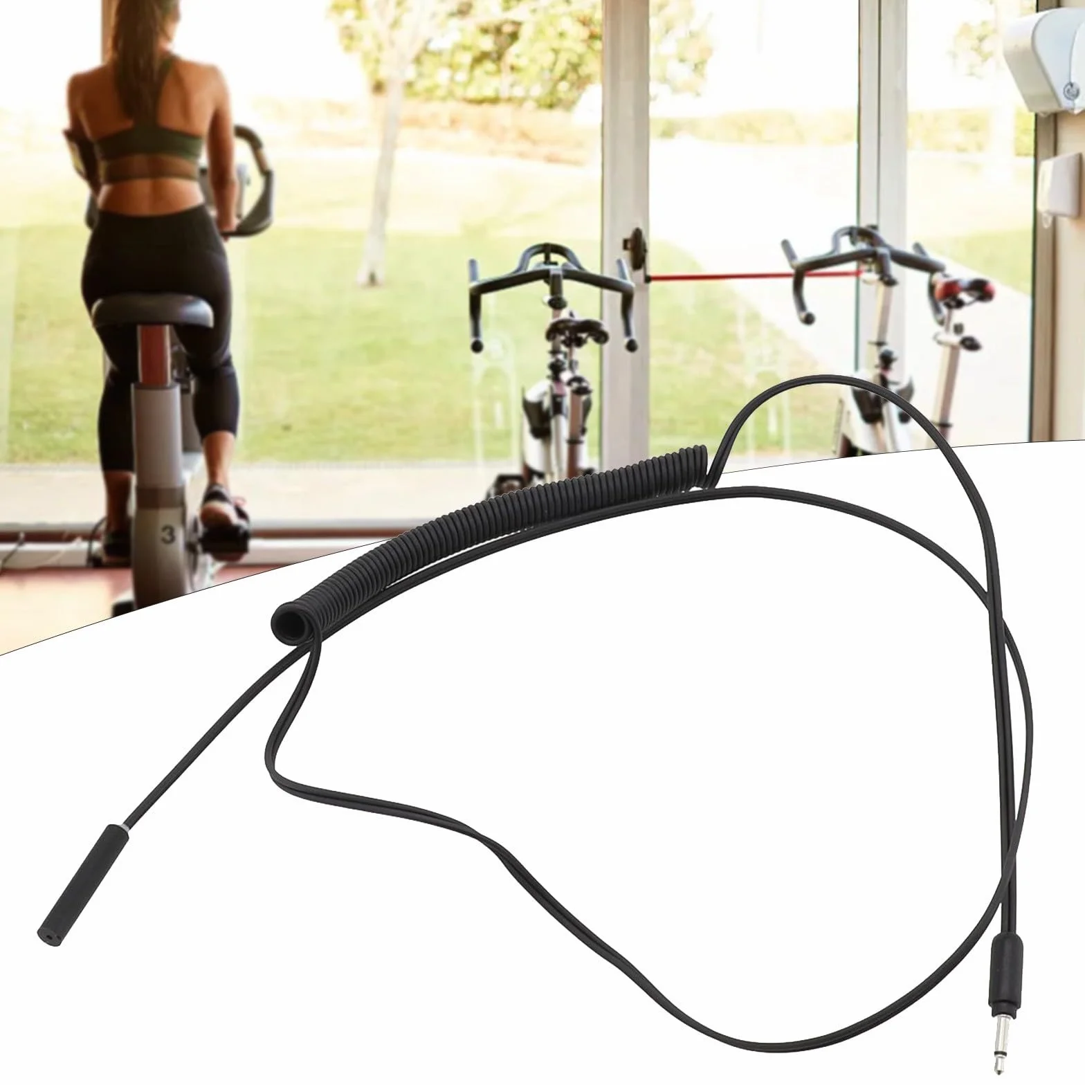 Cable de repuesto para sensor de bicicleta estática con conector de audio CC de 3,5 mm, 1160 mm, 7 mm, compatible con equipos cardiovasculares