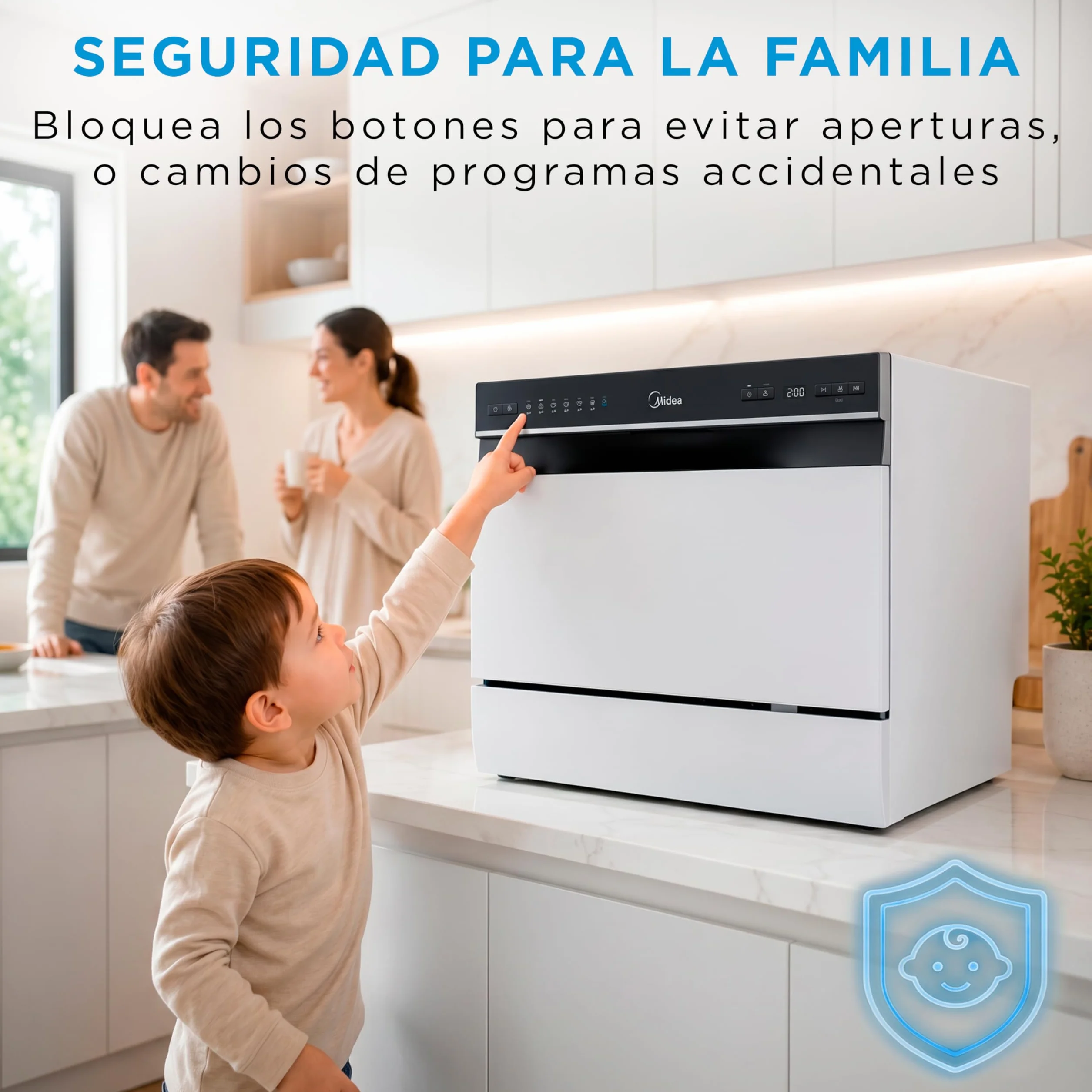Midea Lavavajillas Pequeño Blanco 55cm 6 Servicios Compacto Portátil sin Instalación App Control 6 Programas ECO Filtro Antibacterias Secado 49dB