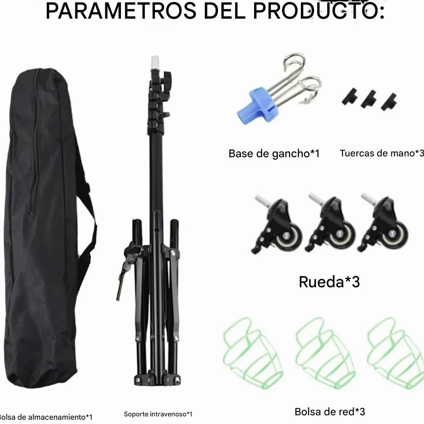Soporte para Suero - Soporte Intravenoso para Hospital con Gancho para Botella | Equipo Plegable con Ruedas para Clínicas Asistencia Domiciliaria Uso Diario Interior Y Exterior
