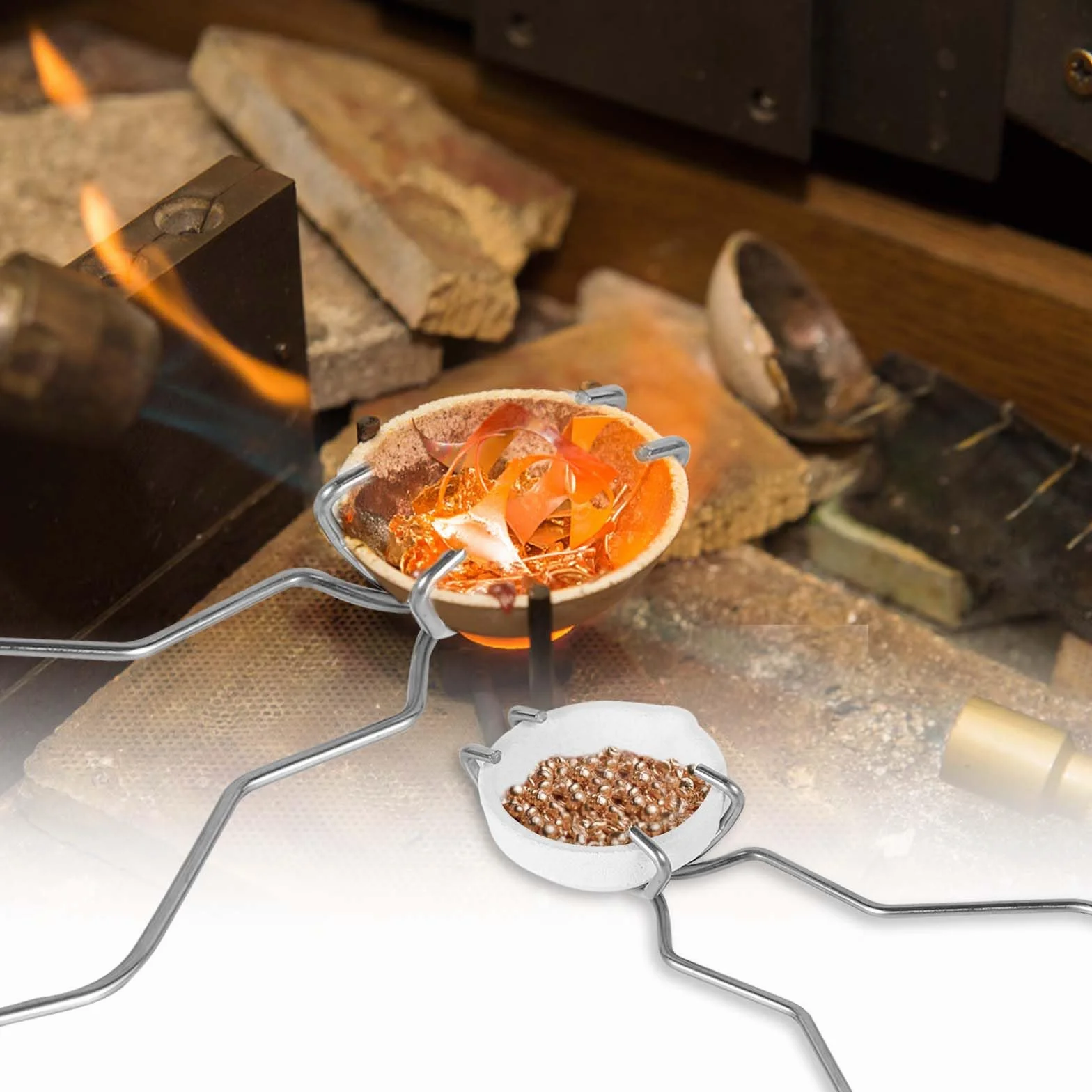 Kit de 6 Piezas de Crisol con Crisoles de Cuarzo Pequeños y Pinzas para Derretir Metal Oro Plata Cobre