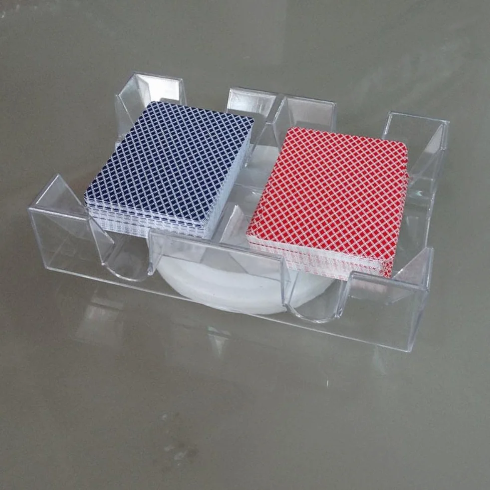 CHICIRIS Organizador transparente de juego de cartas, bandeja giratoria de 2/6 barajas, se adapta a pies de mano ancha o estrecha