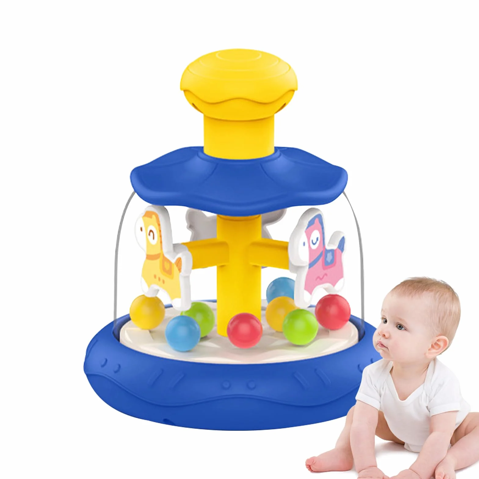 Juguete de carrusel giratorio educativo 15,2 x 13,3 x 13,3 cm para bebé desarrollo habilidades motoras finas