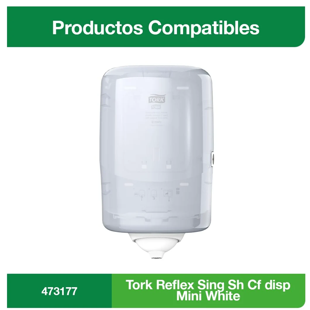 Tork 473246 Papel de secado Reflex/Advanced / 1 capa/Paños de limpieza compatibles con el sistema M3 / 12 bobinas x 120,1 m de largo/color blanco