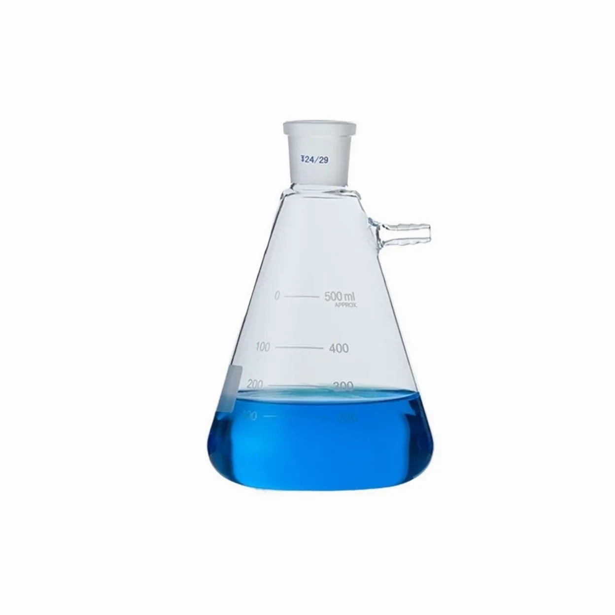 Matraz Erlenmeyer Graduado de Borosilicato, Frasco de Vidrio con Filtro de Laboratorio, de 50 ml a 2000 ml, for filtración al vacío y molienda, 1 Unidad.(2000ml caliber24)