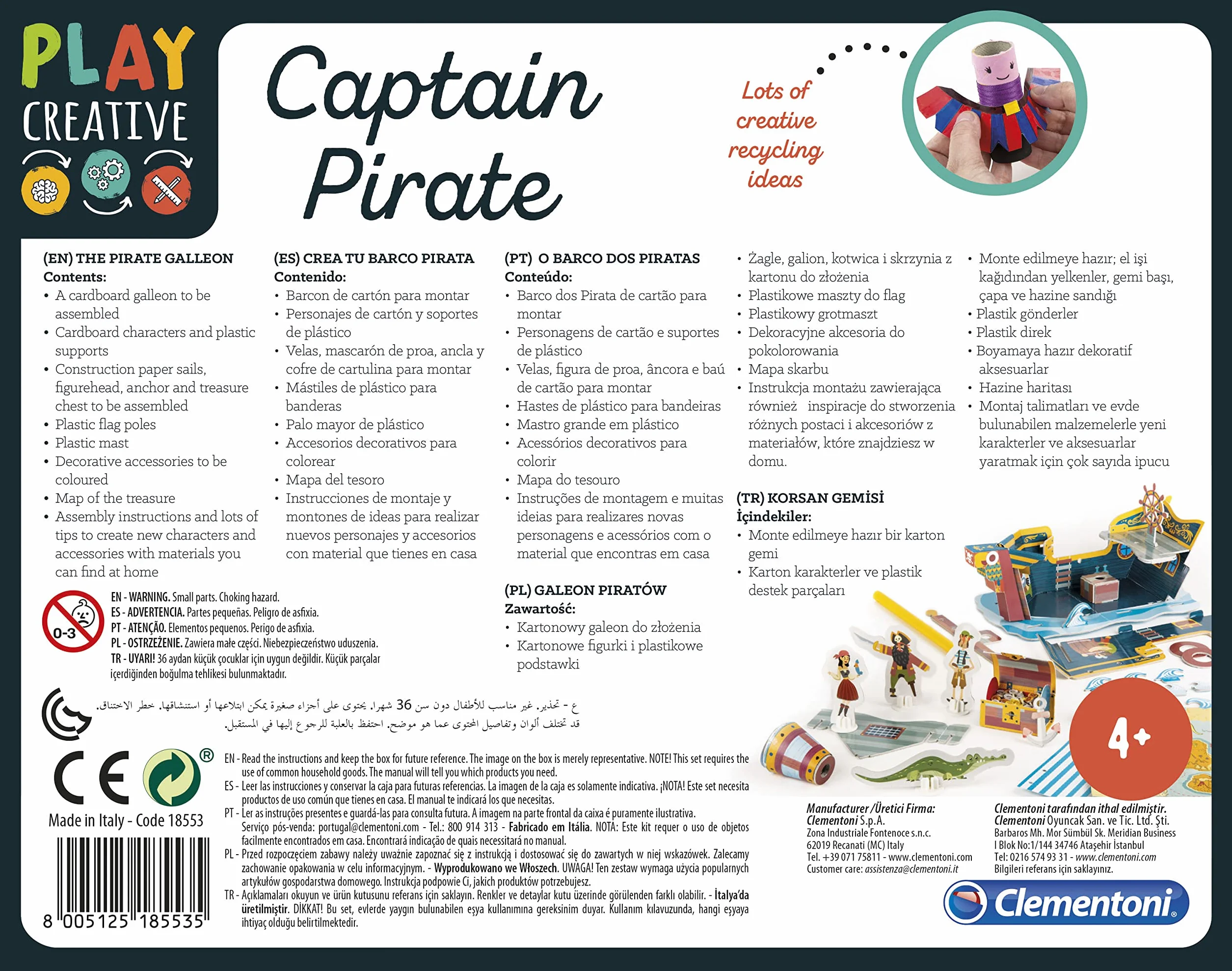 Clementoni CREA tu Barco Pirata Juego Creativo 4 años