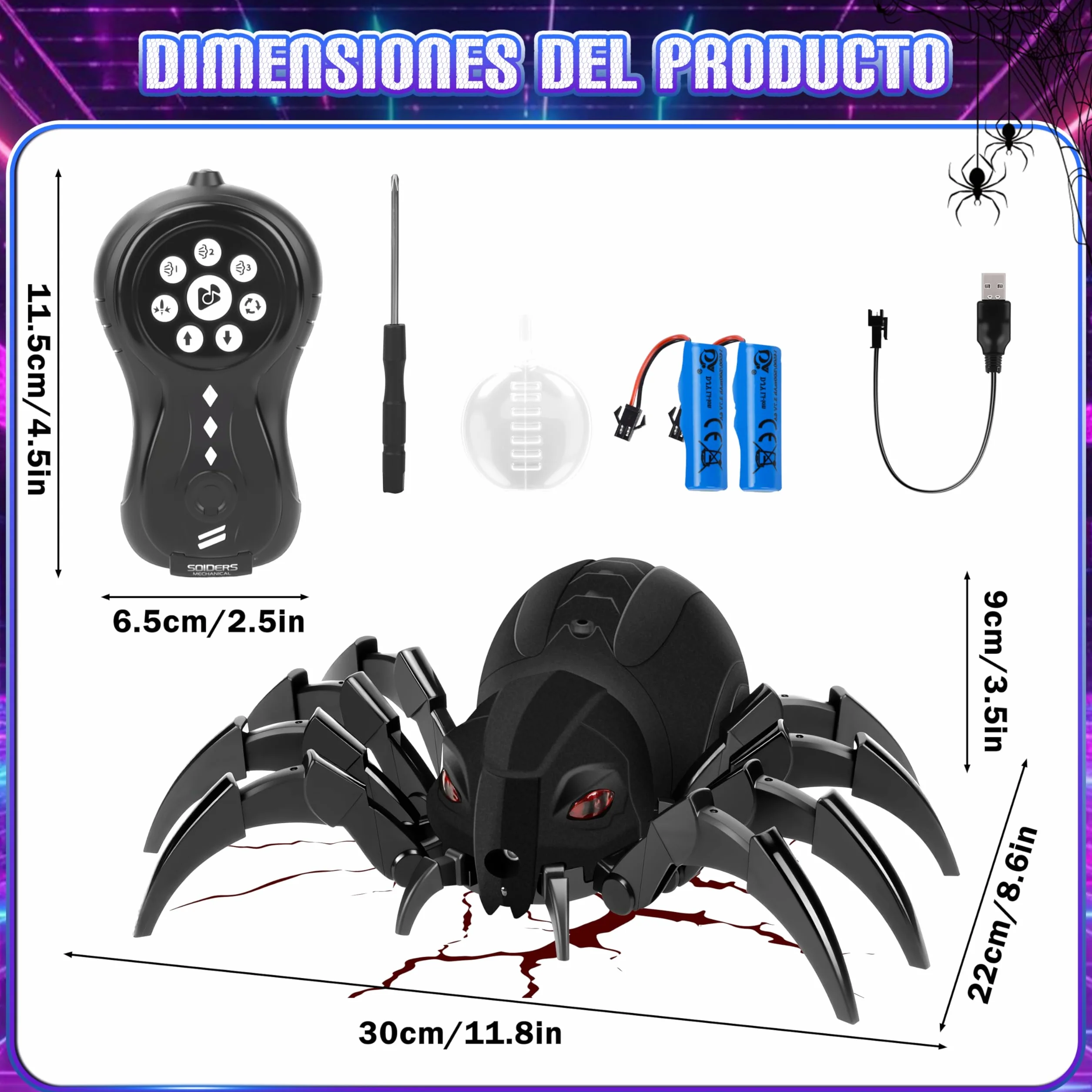 MOMOSTAR 2.4GHz Araña Teledirigida Juguetes Niños Niñas 6-12 Años Función Rociado Ojos Luminosos