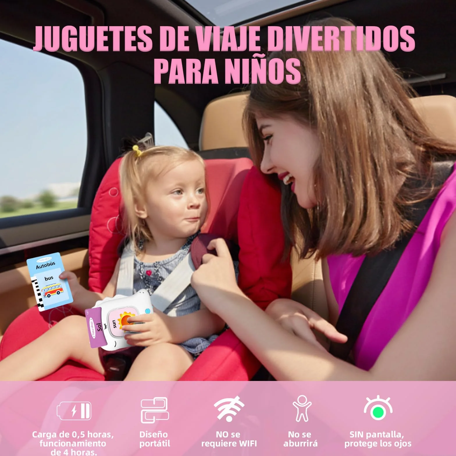 Tarjetas Flash Parlantes Juguetes Educativos para Niños 2+ Años 112 Hojas 224 Palabras Bilingüe Español Inglés (Blanco)