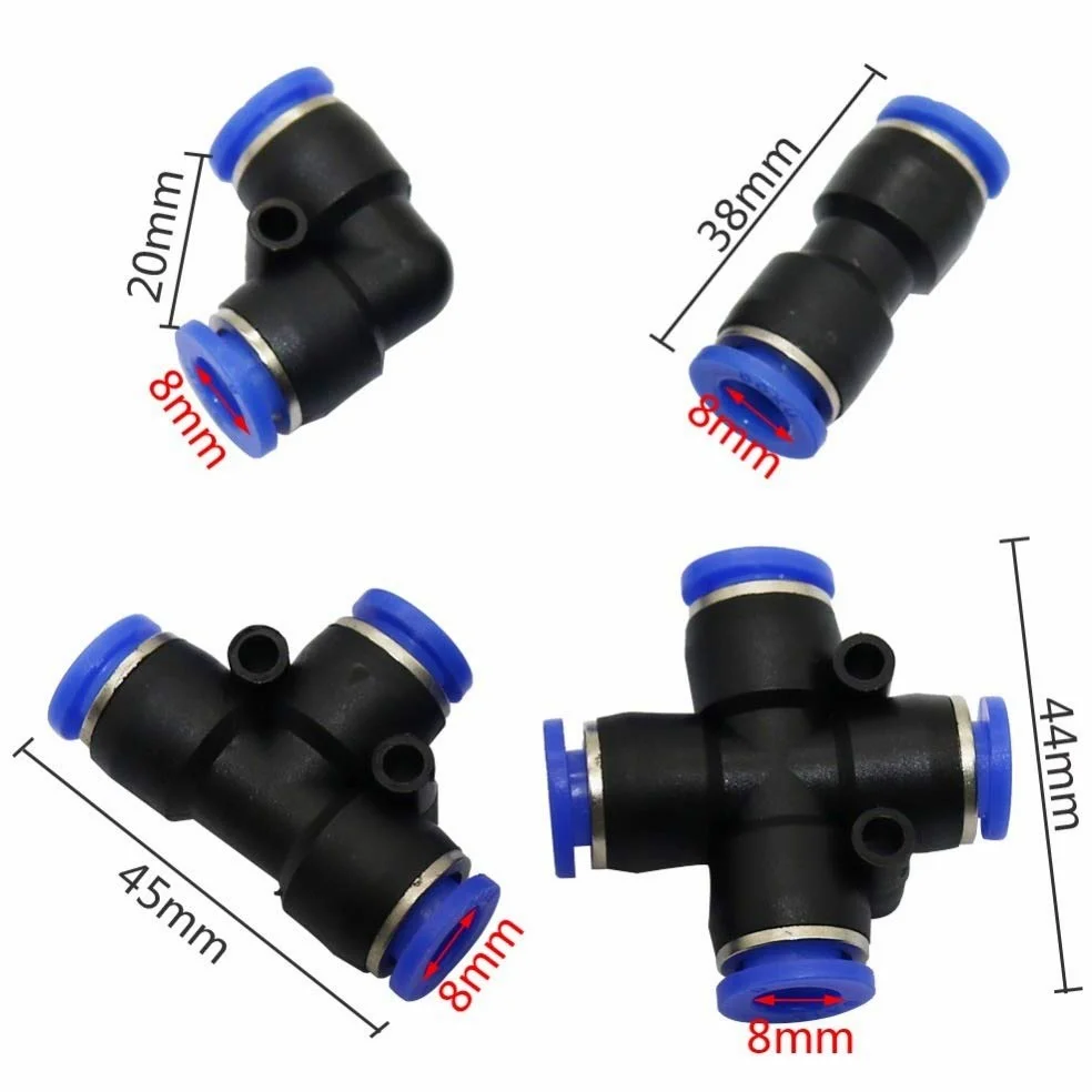 Garden Plumbing 8mm Slip Lock Quick Connectors Tees Elbow Straight Cross Garden Water Connector Low Pressure Mist Cooling Reptile Fogger Tool ( Color : Straight Connector , Diameter : 8mm ) Brass Hose