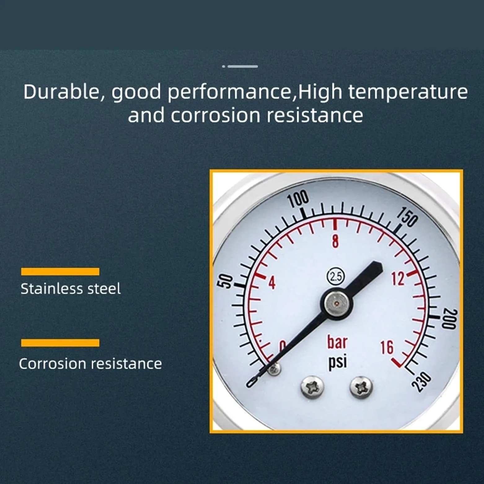 Manómetros de Acero Inoxidable, 50mm(2 "), precisión, 2,5%, conexión Inferior, manómetro hidráulico de Alto vacío de Agua(BSPT(ZG) 1-4,0-10bar)
