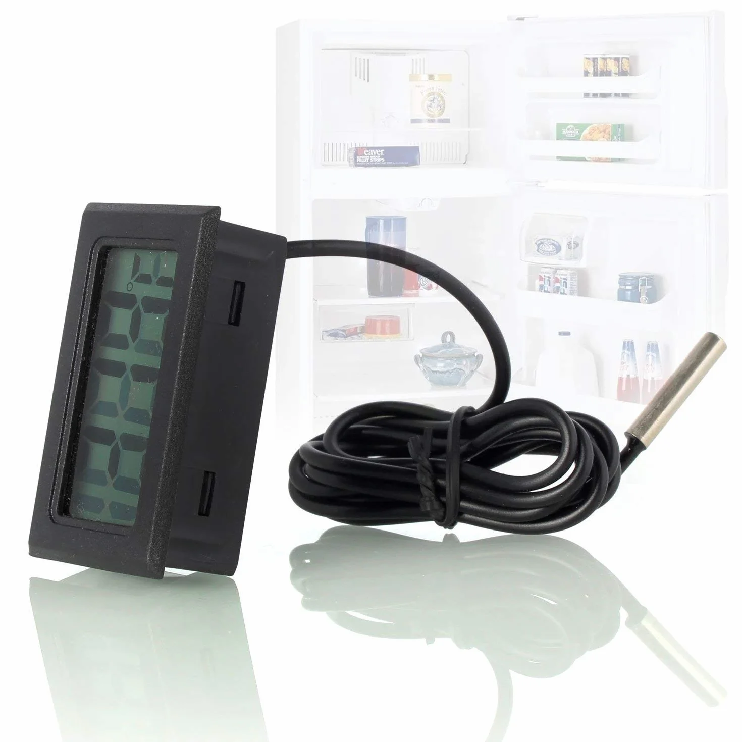 DollaTek Monitor de Temperatura Digital LCD Termómetro con Sonda Externa para Refrigerador Congelador Acuario - Negro