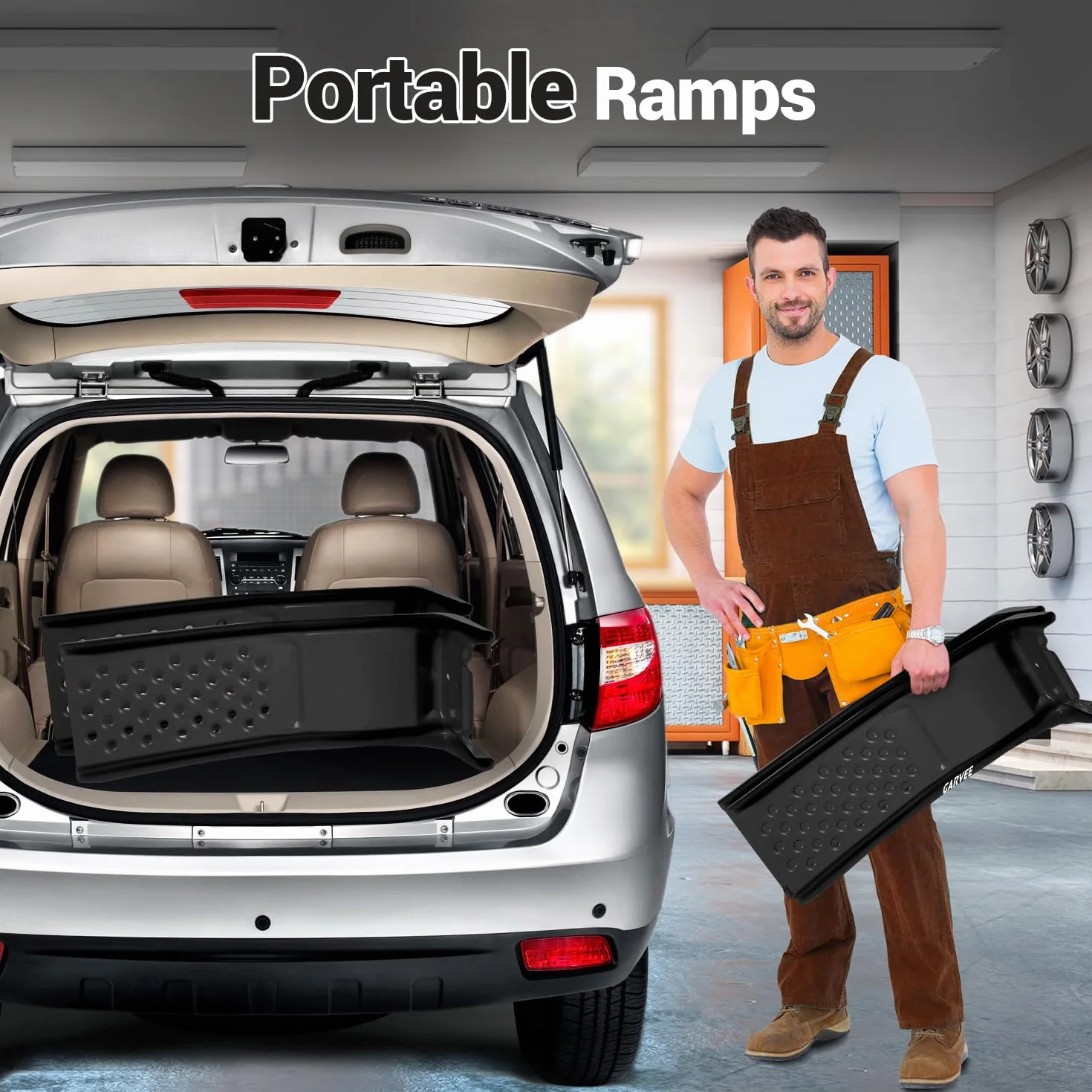 Rampas de Acero para Coches 8000 Libras 907 kg Camiones Alta Resistencia Negro 88x33x22cm