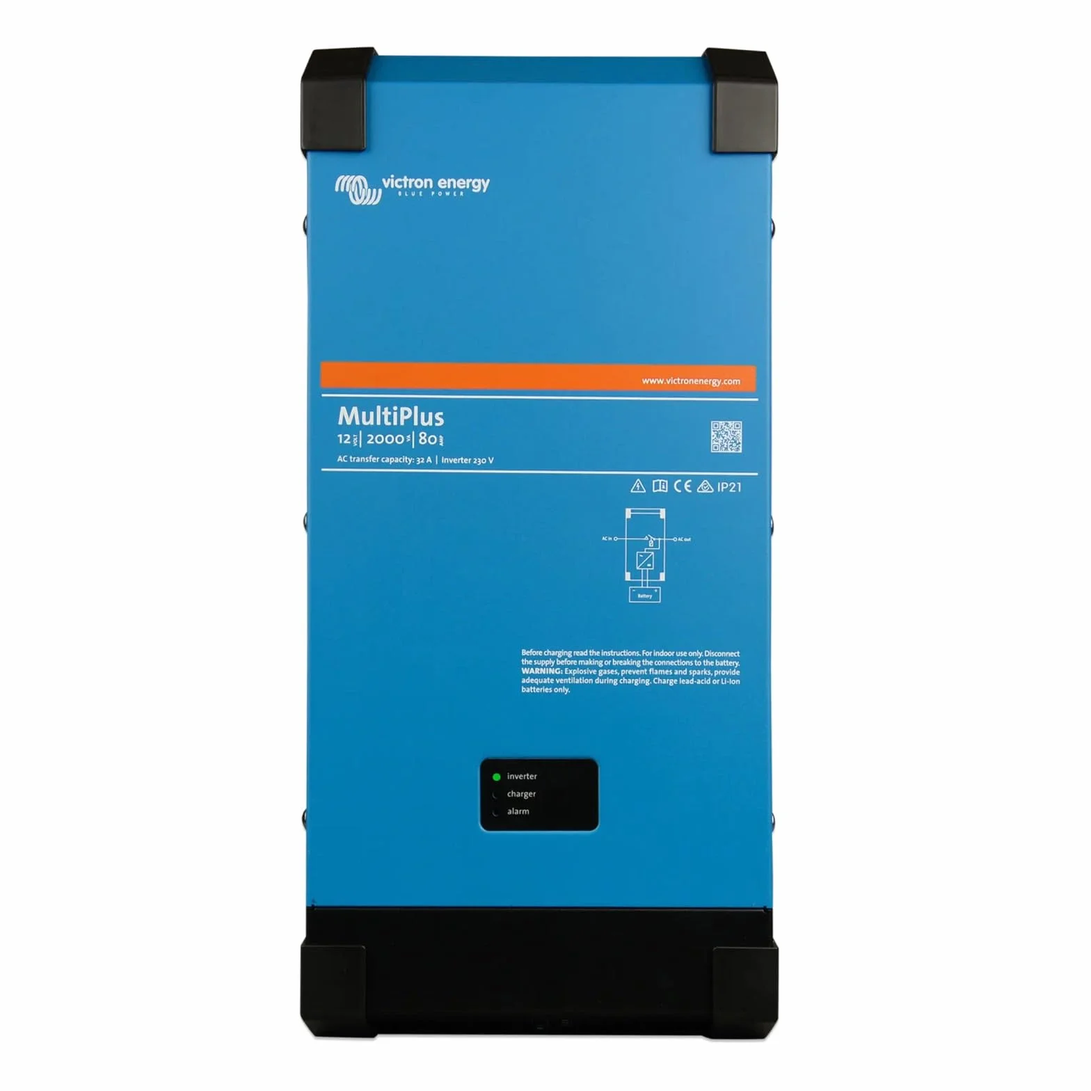 Victron Energy MultiPlus 2000VA 12-Voltios 230V Inversor de Onda sinusoidal Pura 80 amperios Cargador de batería