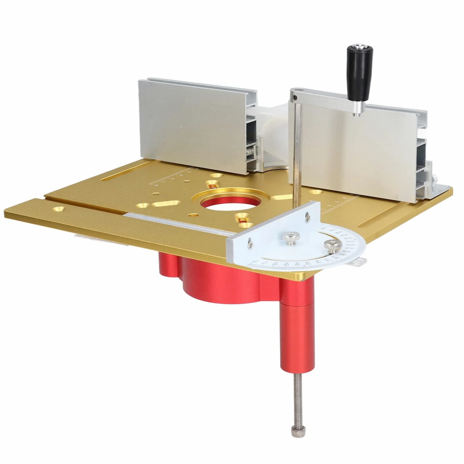 Kit de Base de Elevación de Carpintería, de Elevación de Enrutador de Aleación de Aluminio con Varilla de Soporte de Acero Inoxidable, de Manivela de Mano, para un Banco de