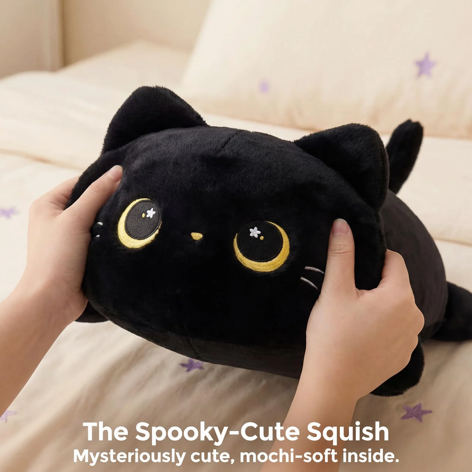 Mewaii Almohadas de Peluche Gato Negro Kawaii Cojines para Niños
