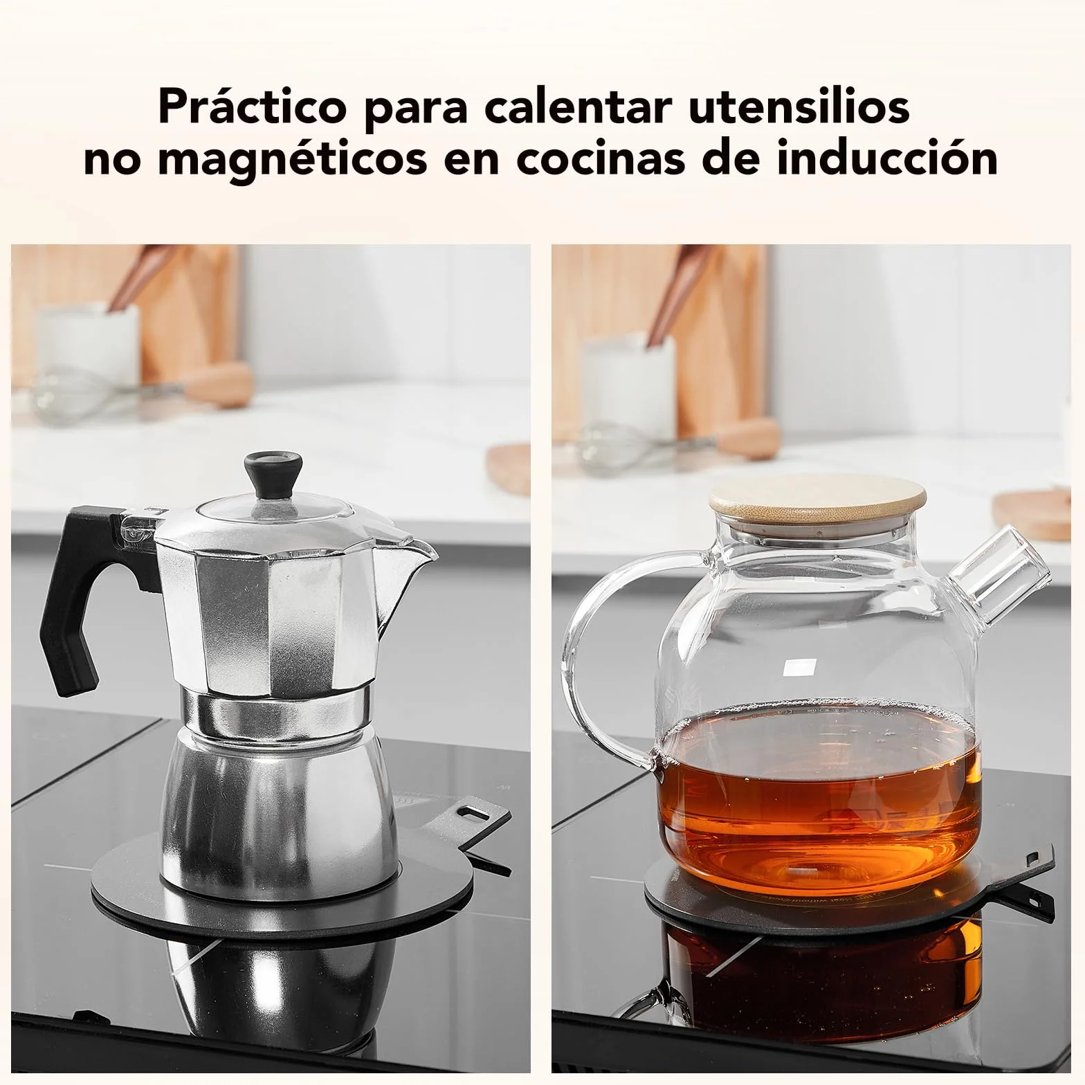 ACTIV CUISINE Adaptador de inducción disco placa 14 cm acero inoxidable difusor calor Moka Negro