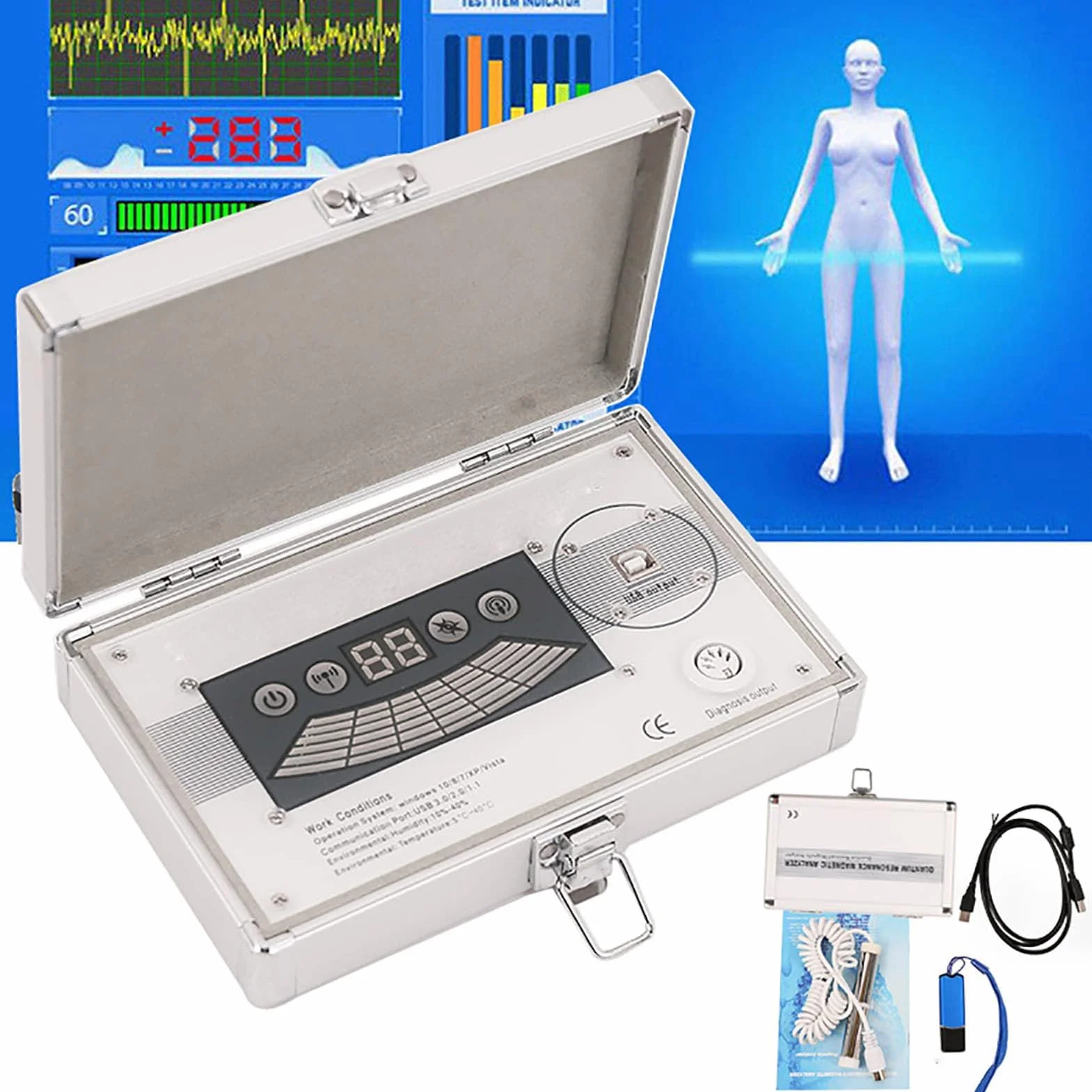 Analizador magnético de resonancia cuántica para Windows, herramienta de análisis de salud 3D para pruebas en el hogar, resultados de salud profesionales, dinámicos y fiables