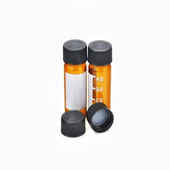 Tapa de vial de cromatografía de 4 ml, tapa sólida de polipropileno negro con septos de silicona de PTFE rojo/blanco, 100 unidades