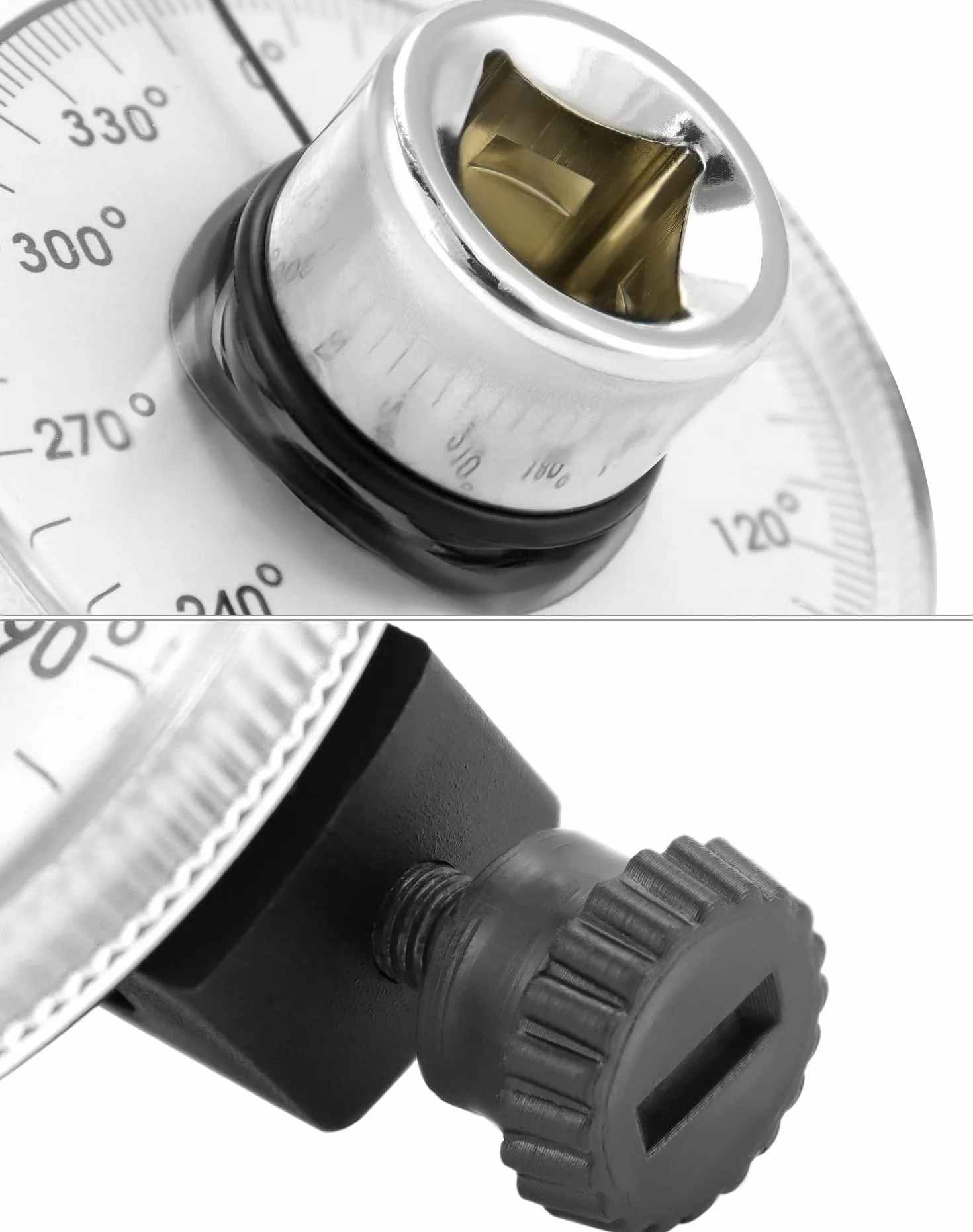 QWORK Medidor ángulo de torque 1/2" (12,5 mm) 360 grados para mecánicos automotrices