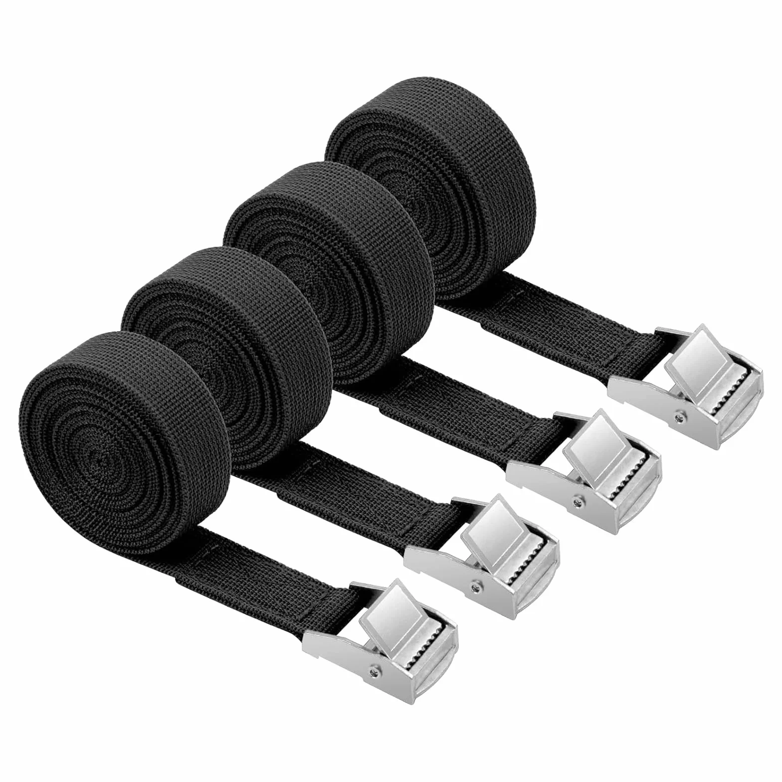 Cinchas de Amarre con Trinquete 4 Piezas 2m x 20mm 150kg Correas de Sujeción de Carga Negro