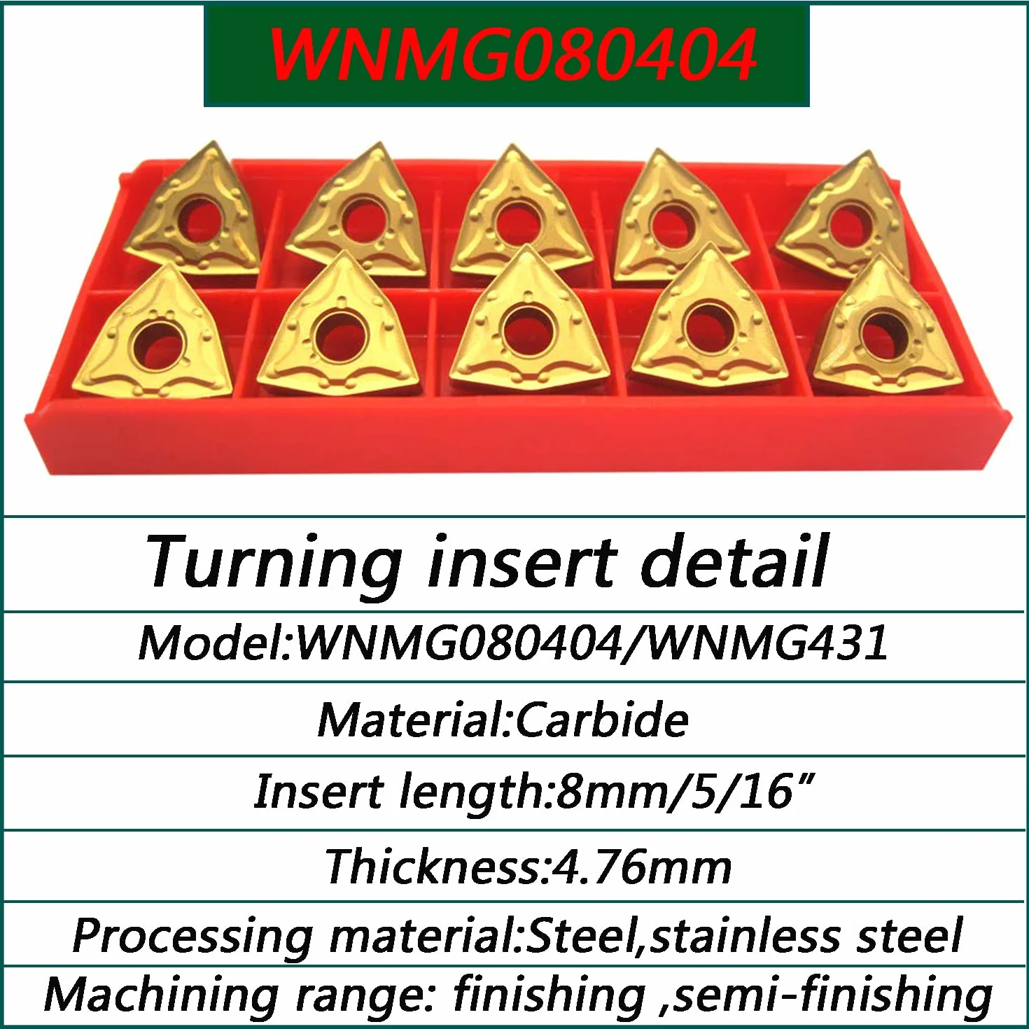 Soporte para herramientas torneado carburo indexable MWLNR1616H08 + barra mandrinar S16Q-MWLNR08 + insertos WNMG431 (WNMG080404)