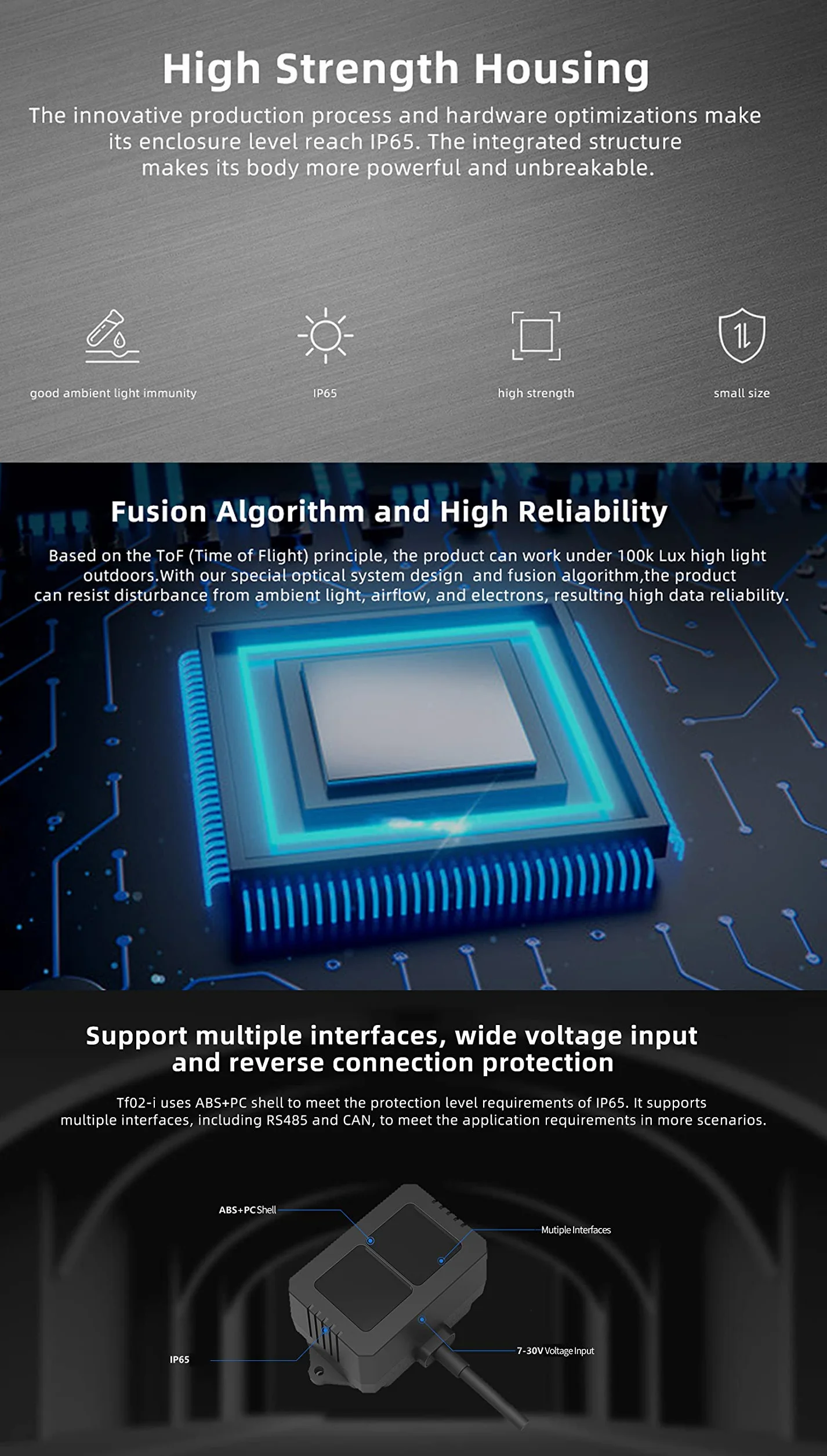 WayPonDEV TF02-Pro Lidar Sensor 40m Single Point Range Finder Module High Frame Rangefinder Support UART, I2C and I/O for UAV/Industrial Sensor/Robot Obstacle Avoidance