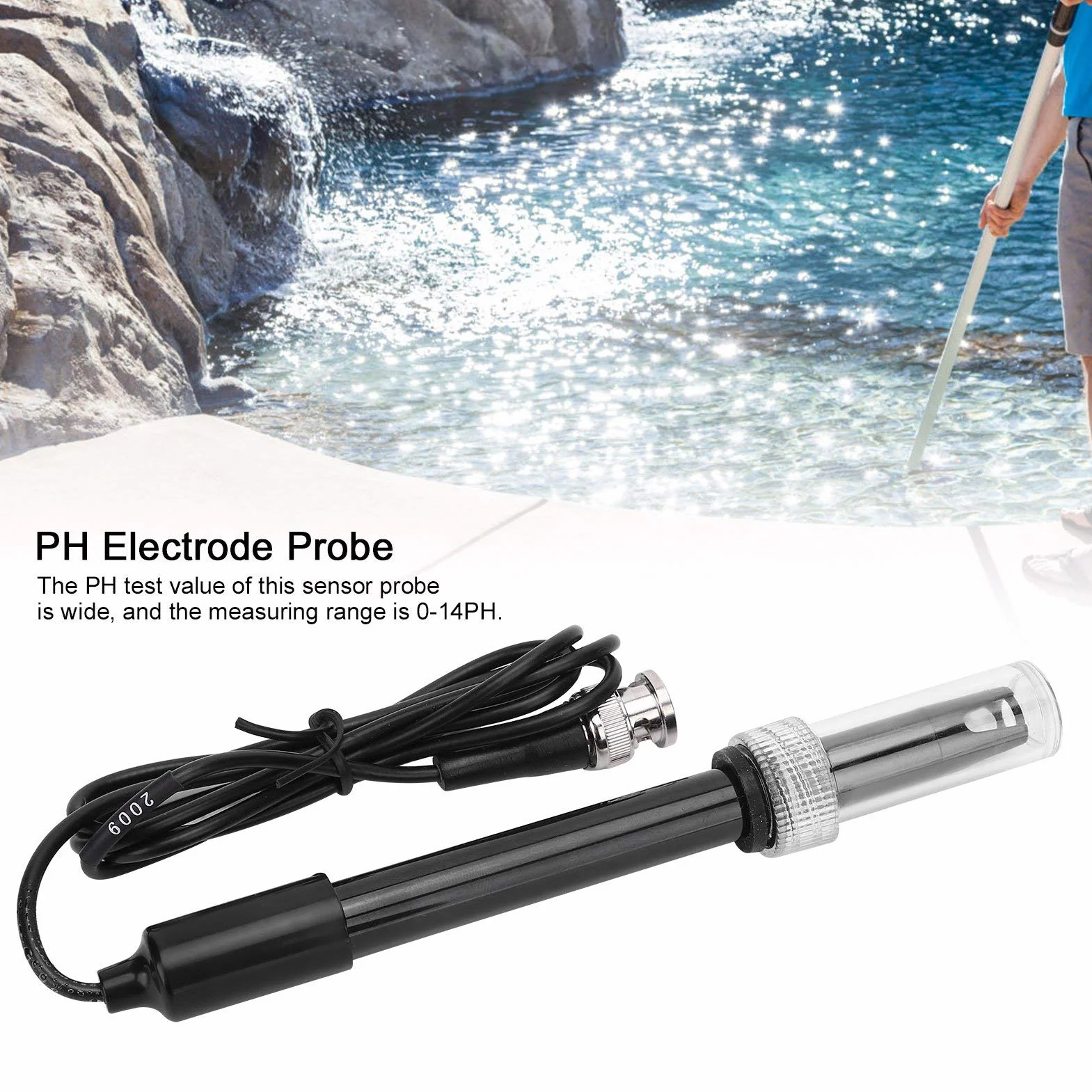 Sonda PH Piscina Salina 0-14 Electrodo Medidor de Calidad del Agua con BNC para Acuarios