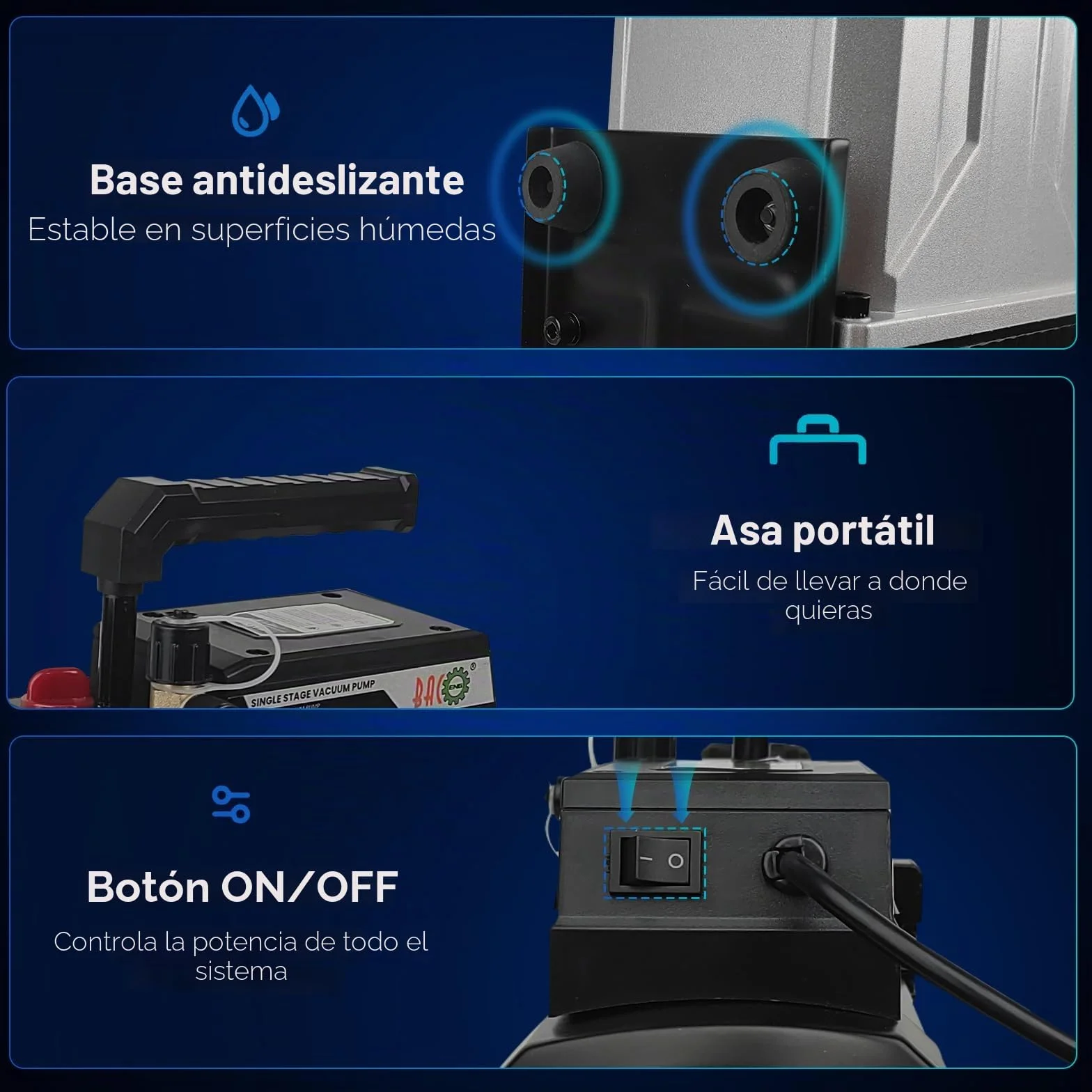 BACOENG 4,5CFM Bomba de Vacío, 1/3 HP Bomba de Vacío para Aire Acondicionado 1440r/min para HVAC AC Refrigerante Aire Herramienta