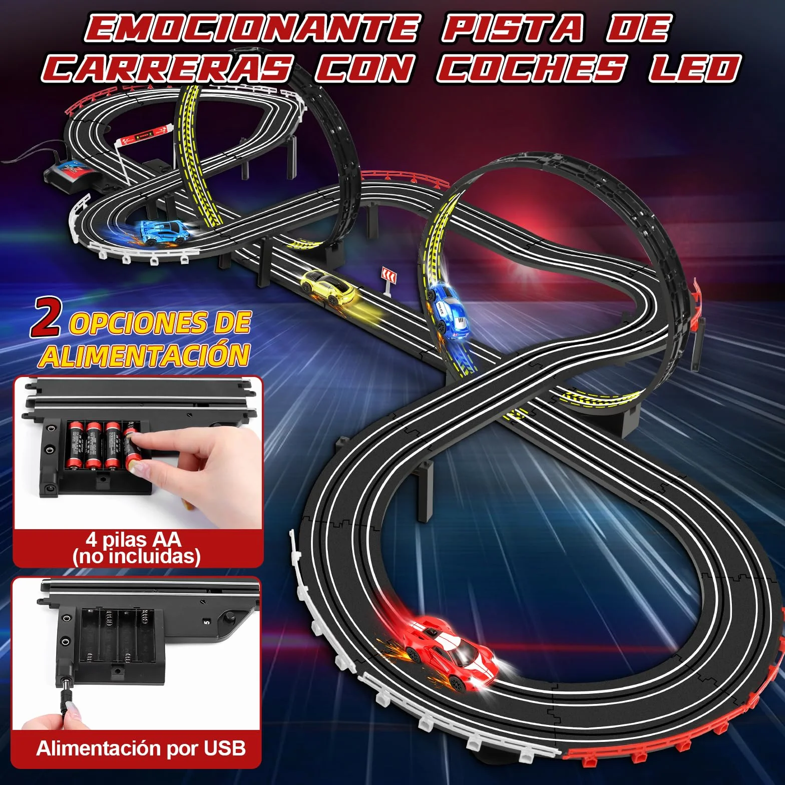 JONRRYIN Pista Carreras Electrica 1:64 Coches Niños Control Remoto Bucle 360° Extralargo Circuito Coche 3+ Años