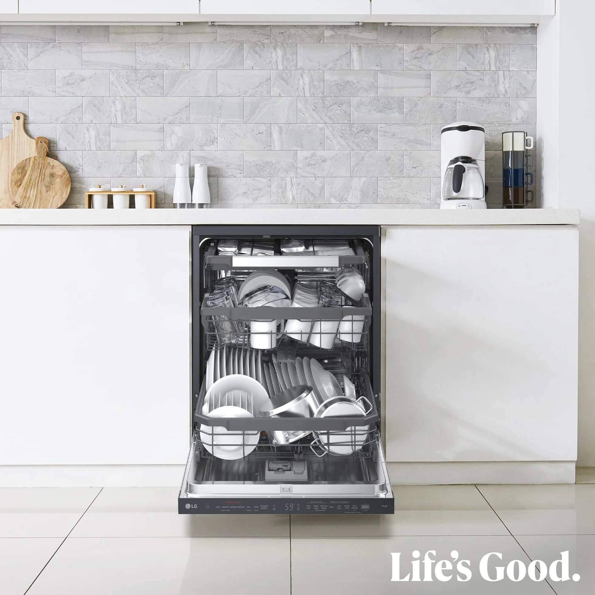 LG Lavavajillas QuadWash Steam DF375HMS 14L Acero Negro Grafito Eficiencia A