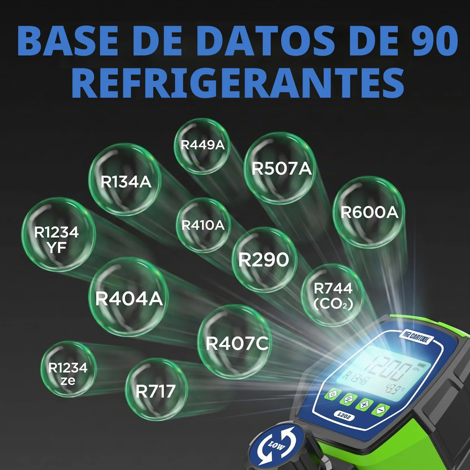 MR CARTOOL Manómetros Digitales Bomba de Vacío Aire Acondicionado R32 R134A R410A HVAC Probador Fugas Refrigeración