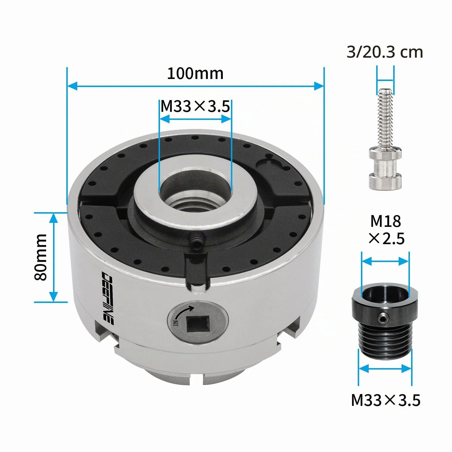 Mandril de Torno Diámetro del Portabrocas 100mm Mandril autocentrante para mandril de torno M33 y M18(1)