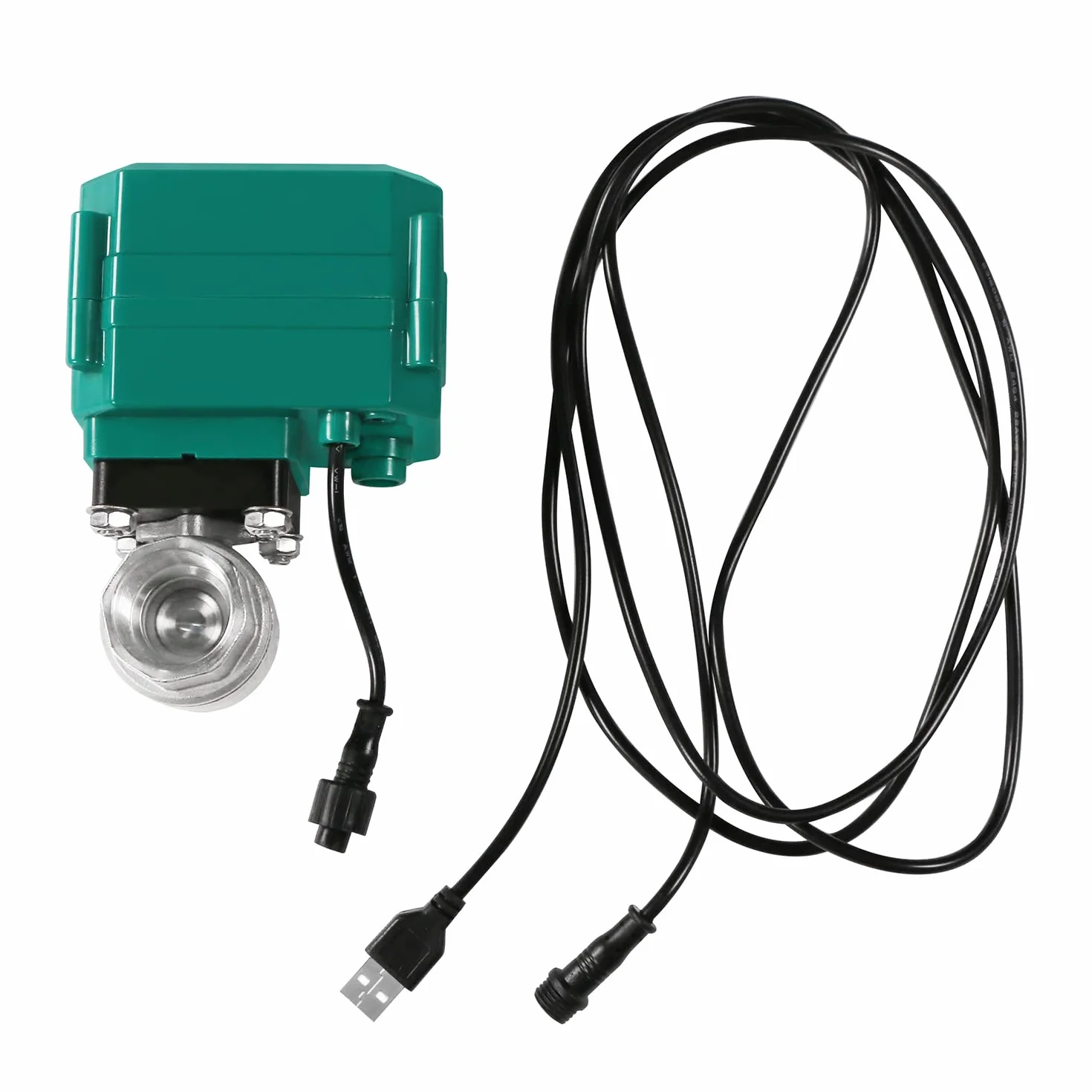 U.S. Solid Válvula de bola motorizada inteligente WiFi 1 pulgada – Control remoto móvil de acero inoxidable válvula de bola eléctrica con interruptor manual, conexión USB de 5 V CC, rosca G