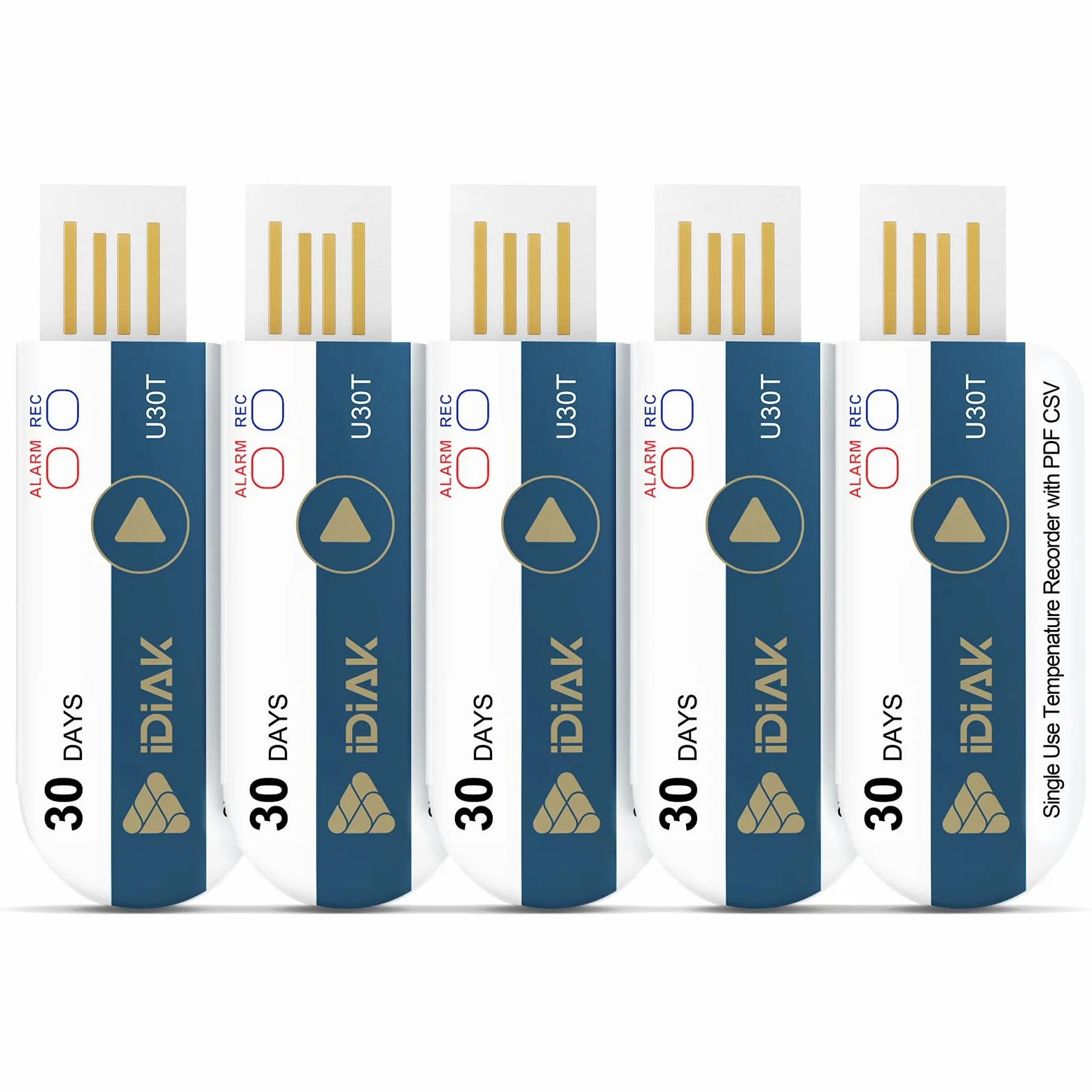 U30T - Grabadores de datos de temperatura USB de un solo uso con termómetro de grabación PDF y Excel, 14400 puntos, alta precisión, 30 días de transporte por cadena de frío