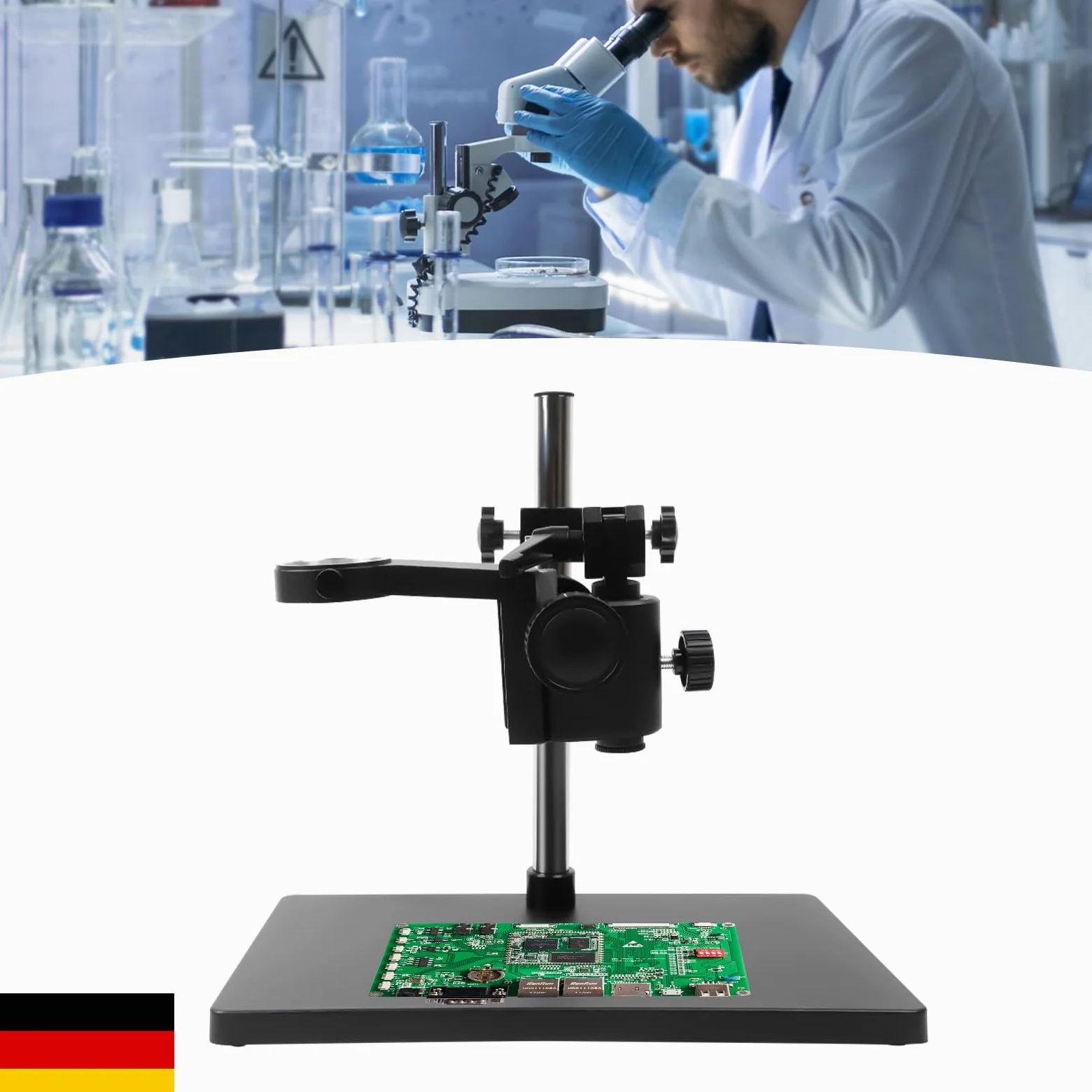 Soporte de mesa para microscopio, soporte para microscopio ajustable, diámetro del microscopio adecuado 50 mm/1,97 pulgadas, para escuelas, laboratorios, fábricas, laboratorios biológicos