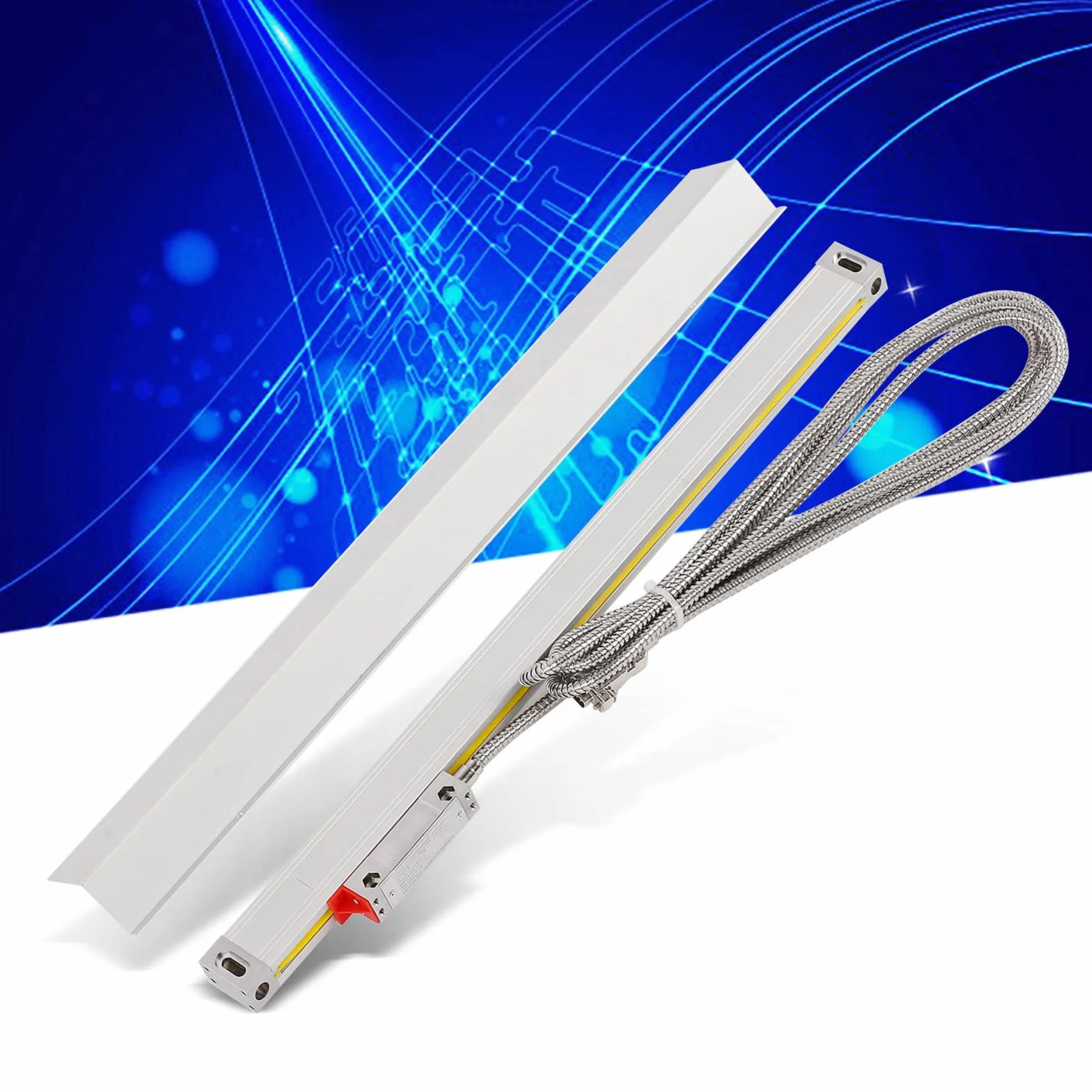 Codificador de Escala Lineal, Codificador de Regla Lineal, Codificador de Escala Lineal óptica Sensor de Regla de Rejilla de 5 μm de Alta Precisión para Torno DC5V con Cable (800)