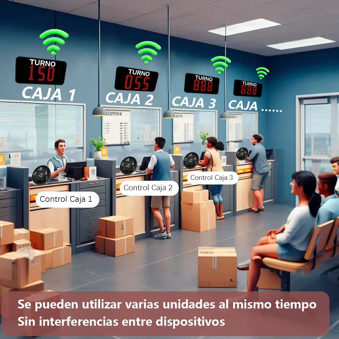 Pantalla Su Turno Digital (Llamada en Español) | 3 Dígitos| Maquina de Numeros Turnos, Sistema de Turnos y Gestión de Cola, Sistema Turnos |1 Pantalla Turno+2 Botón de Llamada +1Mando