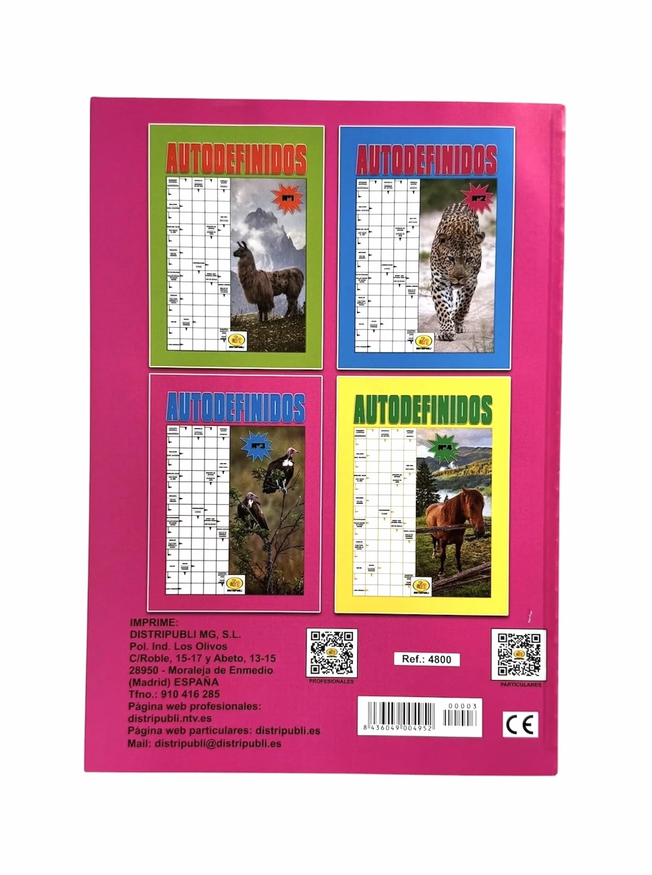 4 Libros Pasatiempos Autodefinidos Letra Grande en Español para Adultos Mayores Blanco y Negro