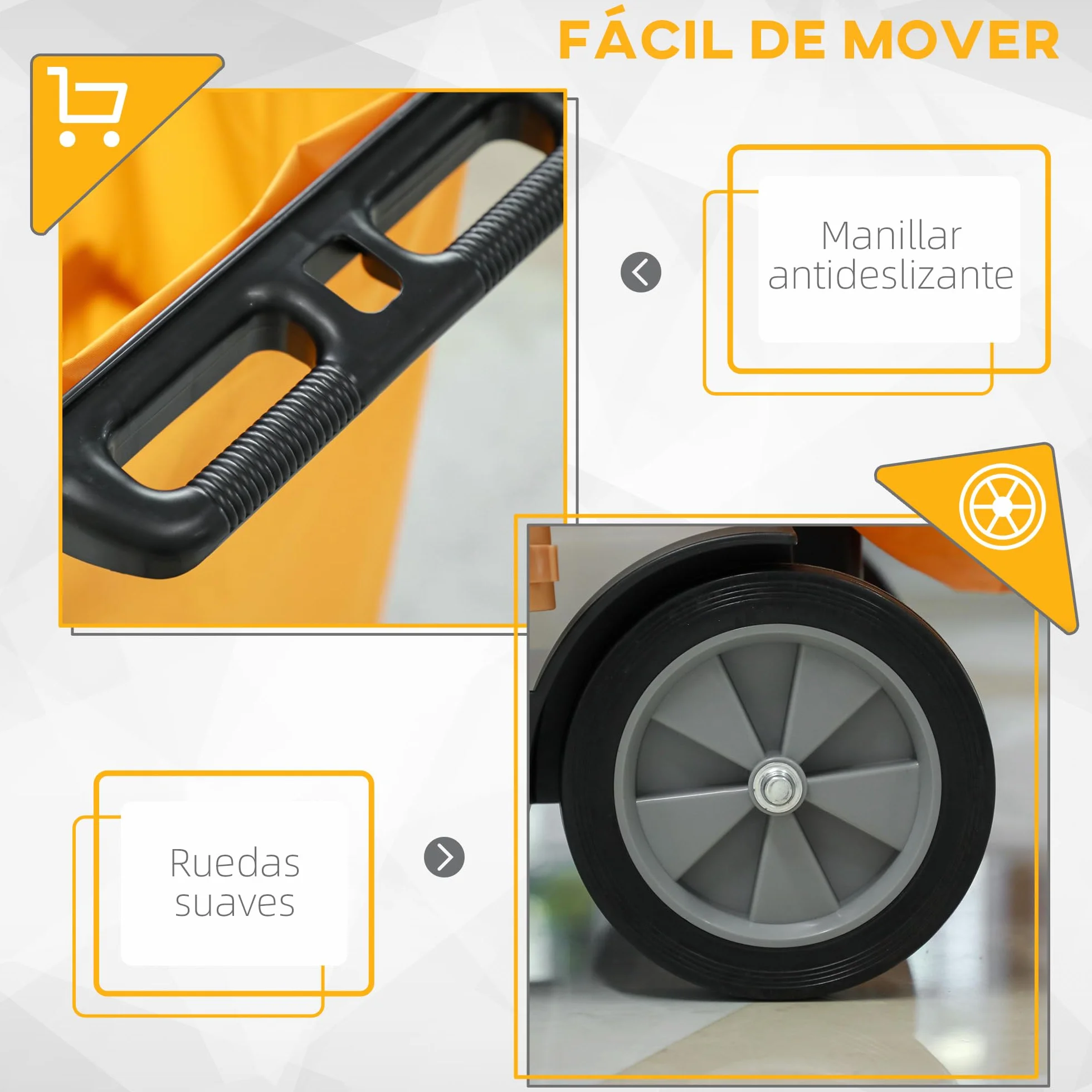 HOMCOM Carro de Limpieza con Bolsa 100L Profesional y Multifuncional para Colectividades Hotel Hostal con 3 Bandejas y 1 Plataforma 121x50,5x96,5 cm Negro y Amarillo