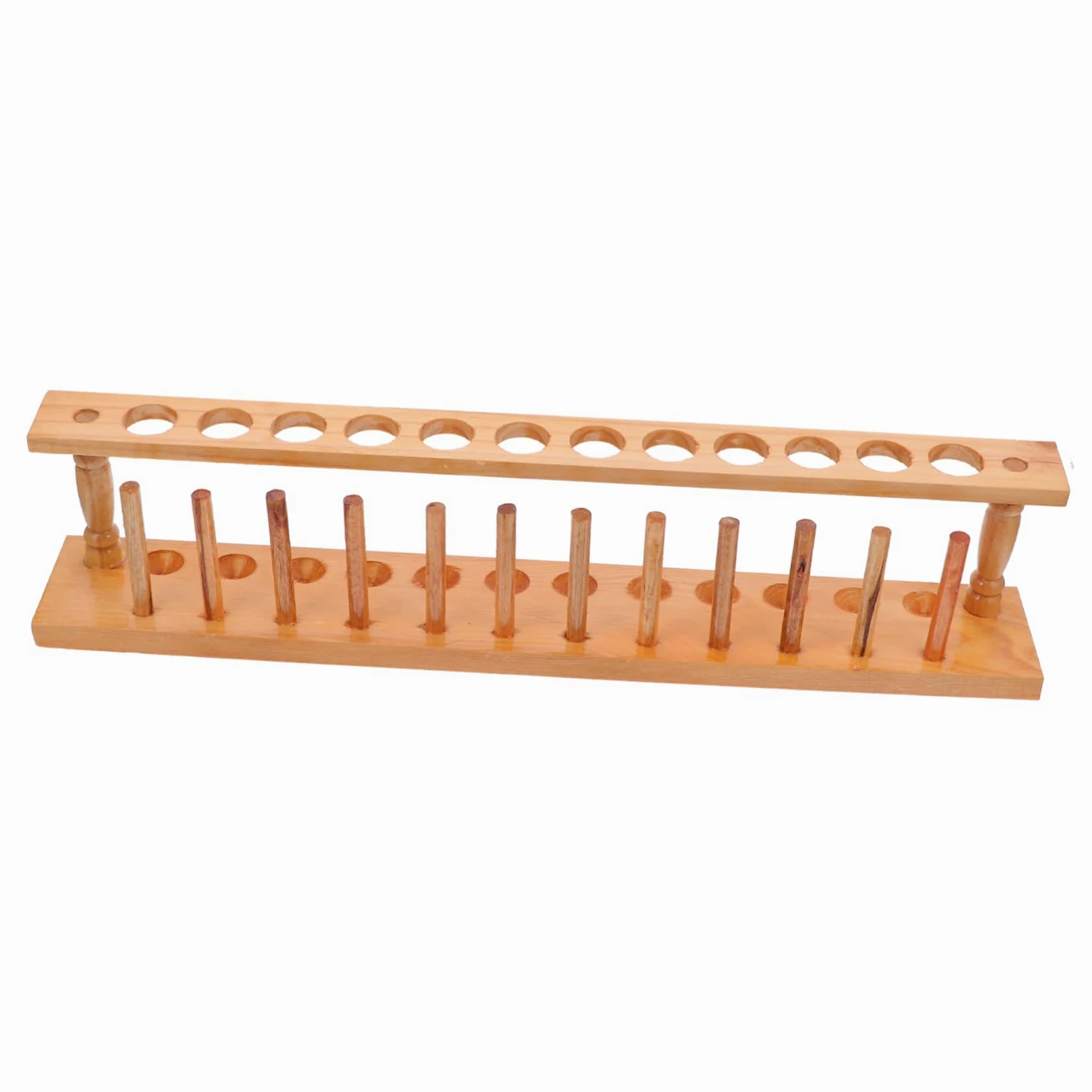 Soporte para Tubos de Ensayo de Madera Beige para Laboratorio | Portátil, Acabado Suave que No Daña las Manos, Uso en Escuela y Laboratorio