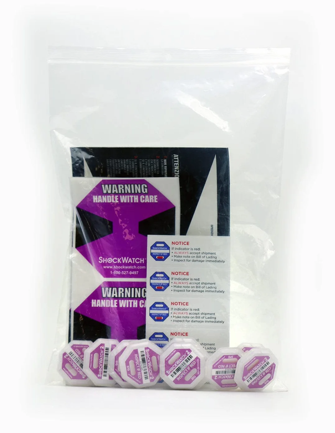 ShockWatch 2 Indicador de Impacto 37G Morado para Transporte y Embalaje | Pack de 10 Unidades