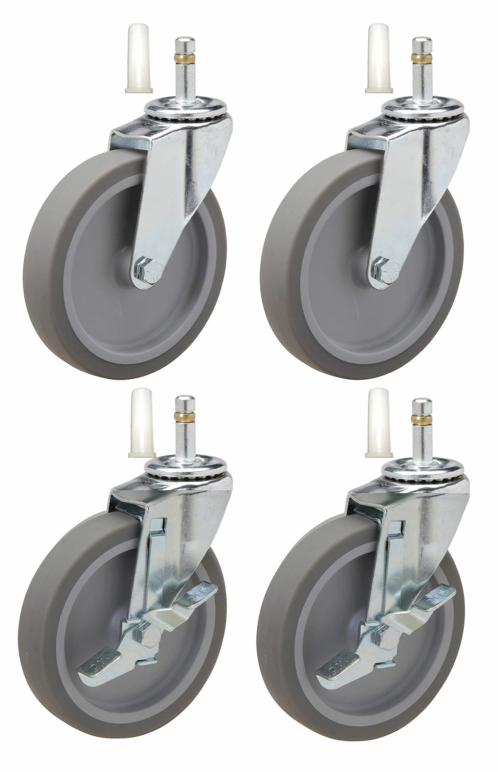 Rueda de repuesto de 4 pulgadas para carro Rubbermaid | Juego de 4 con frenos | Compatible con Series 4000, 3355-88, 3424-88