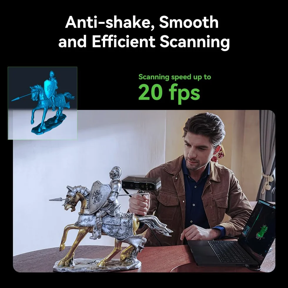 Creality Escáner 3D CR-Scan Otter, Sistema Estéreo de Cuatro Lentes para Escaneo de Objetos/Cuerpos/Caras a Todo Color de 10-2000mm,Precisión de hasta 0.02mm Velocidad de 20fps (MacOS/Windows)