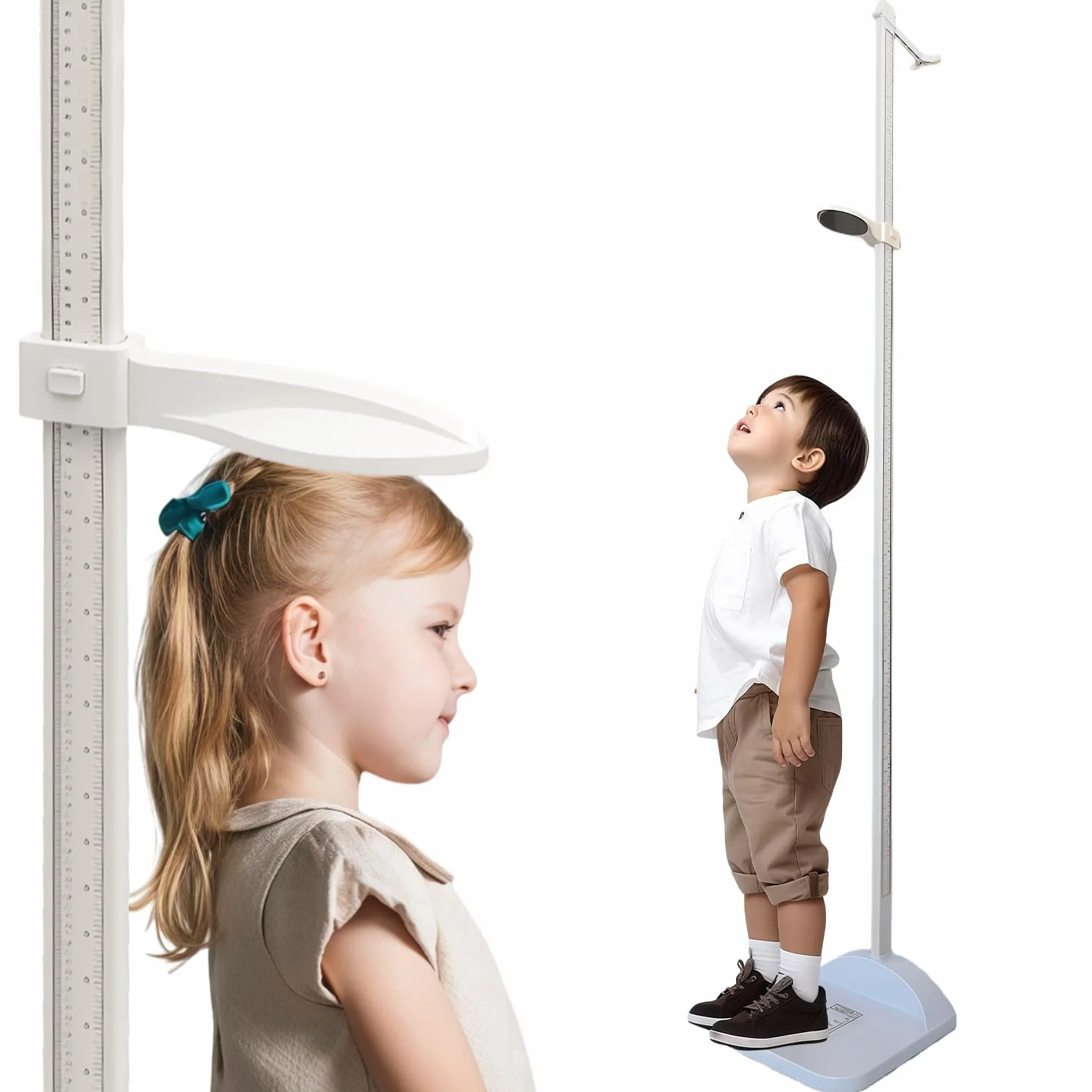 Estadiómetro Portátil de 20 a 210 cm, Medidor de Altura Digital, Medidor de Altura Médico, Estadiómetro Portátil con Pantalla de Doble Escala, para Casa, Oficina, Examen Médico