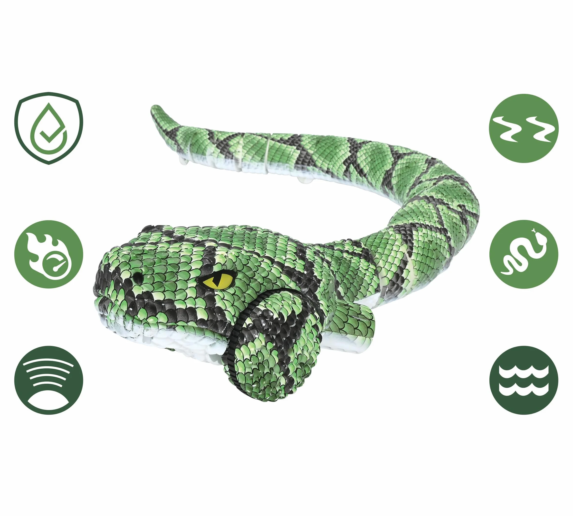 LEXIBOOK Power Python RC Serpiente pitón teledirigida 5 km/h Extensible 75 cm Verde SNAKE01LXB