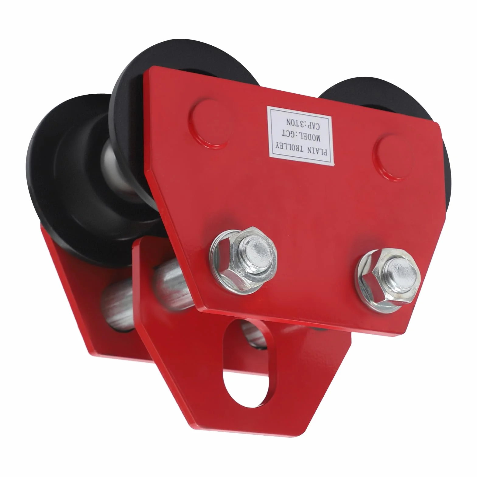 Carro de vigas 3T, carretilla manual para vigas en I, capacidad de carga de 3000 kg, ruedas ajustables para taller, almacén e industria (rojo/negro) - Robusto polipasto para artesanos y profesionales