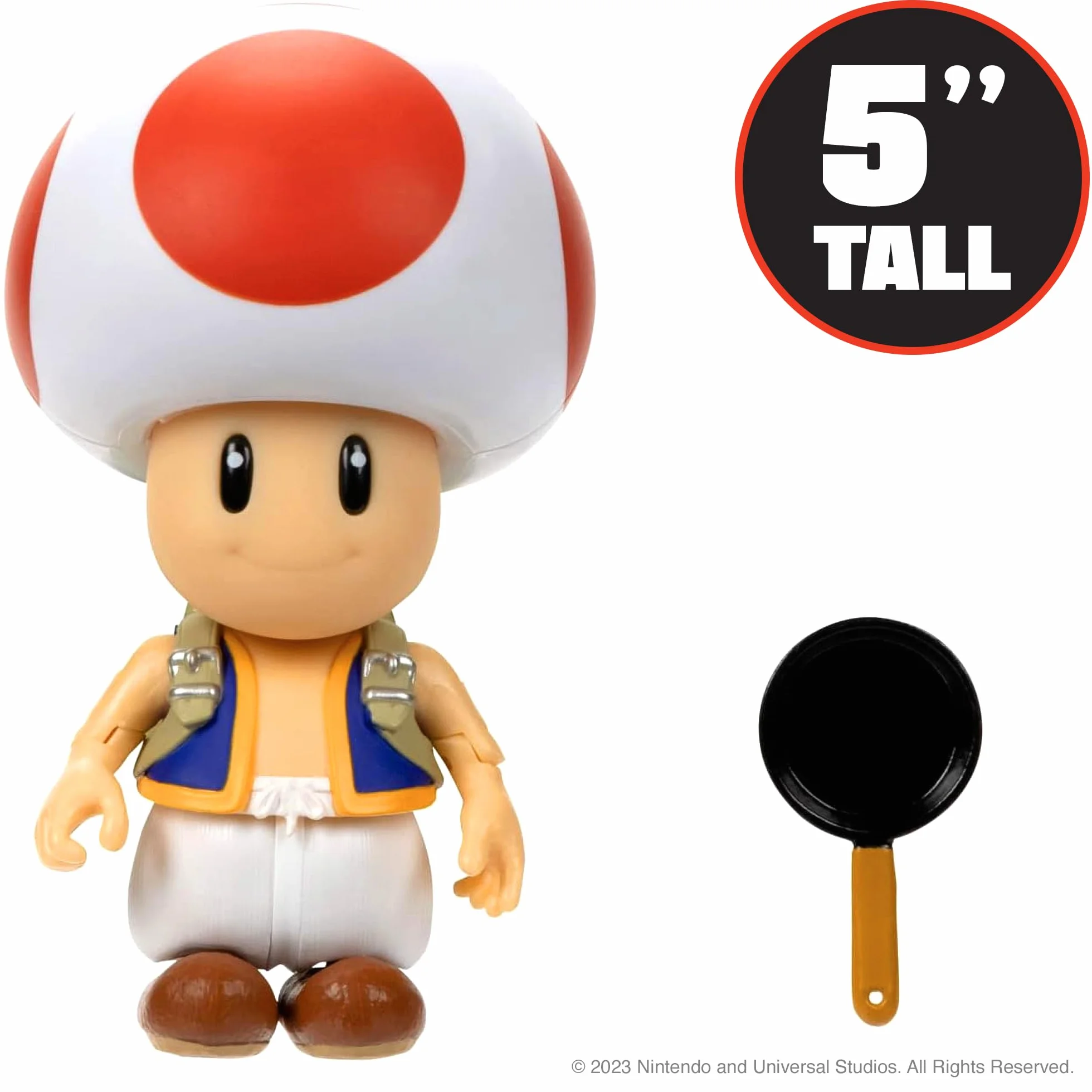 Nintendo Super Mario Figura Toad 13 cm Articulada 9 Puntos de Articulación Juguete Niños 3 Años+